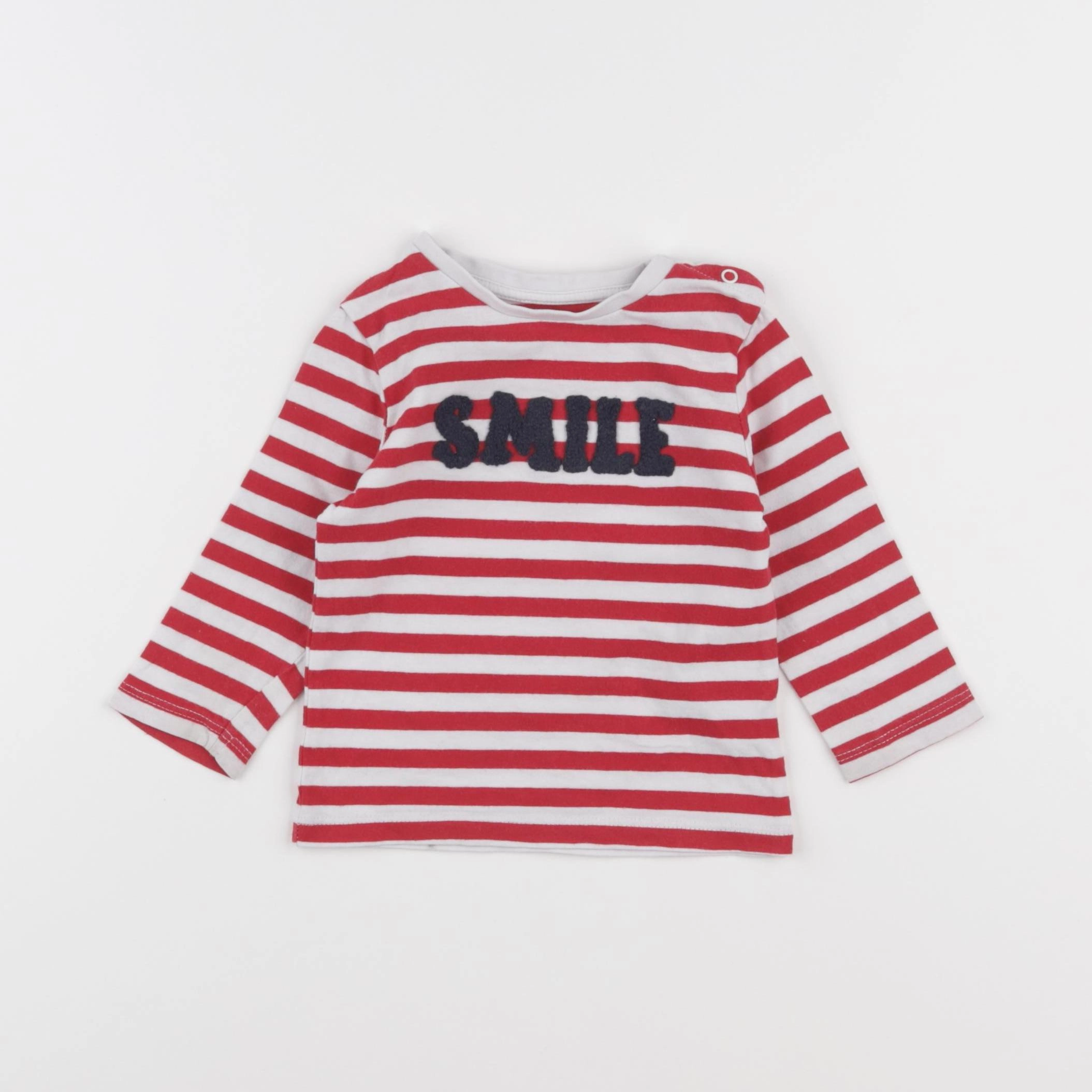 Vertbaudet - tee-shirt blanc, rouge - 6 mois