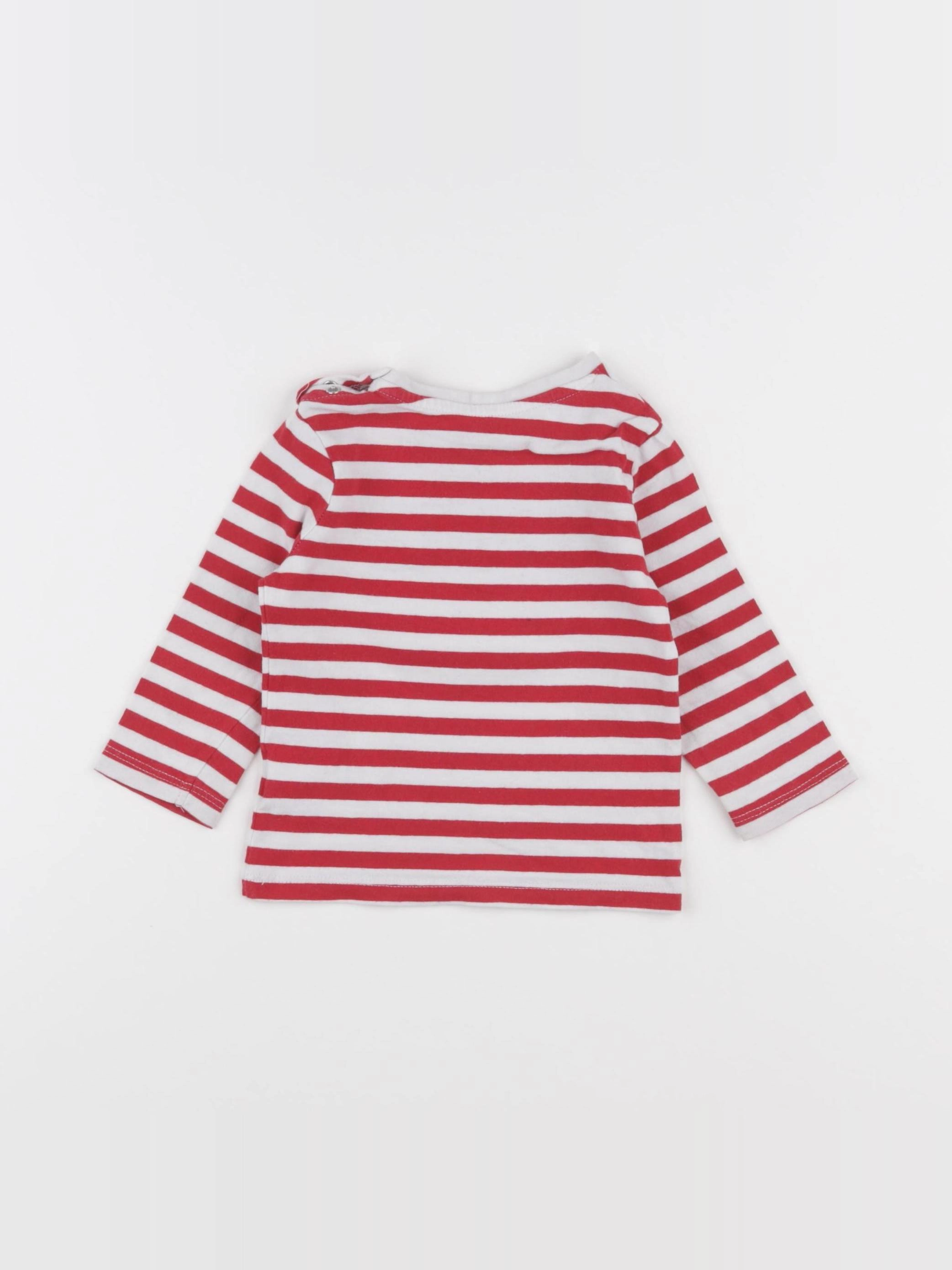 Vertbaudet - tee-shirt blanc, rouge - 6 mois