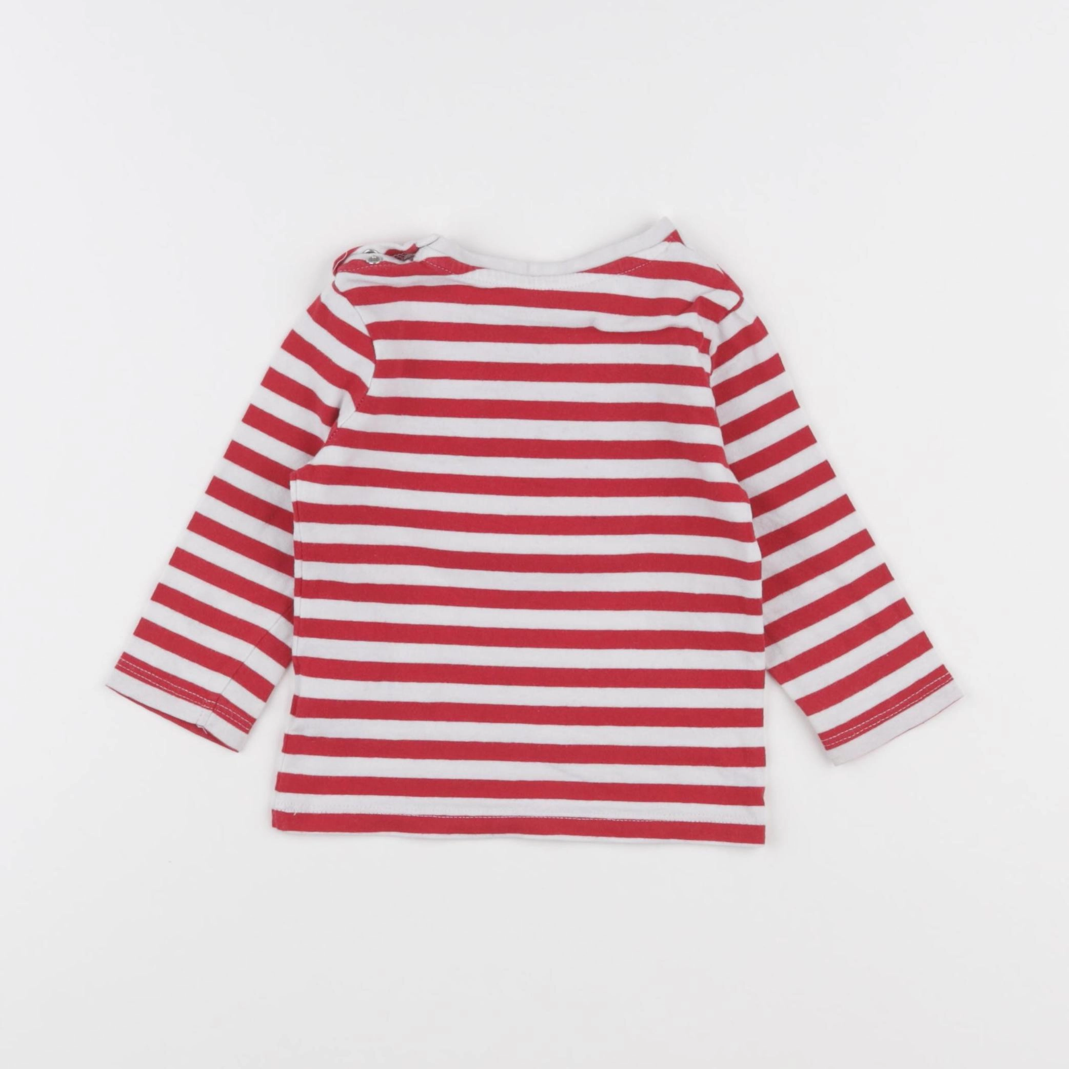 Vertbaudet - tee-shirt blanc, rouge - 6 mois