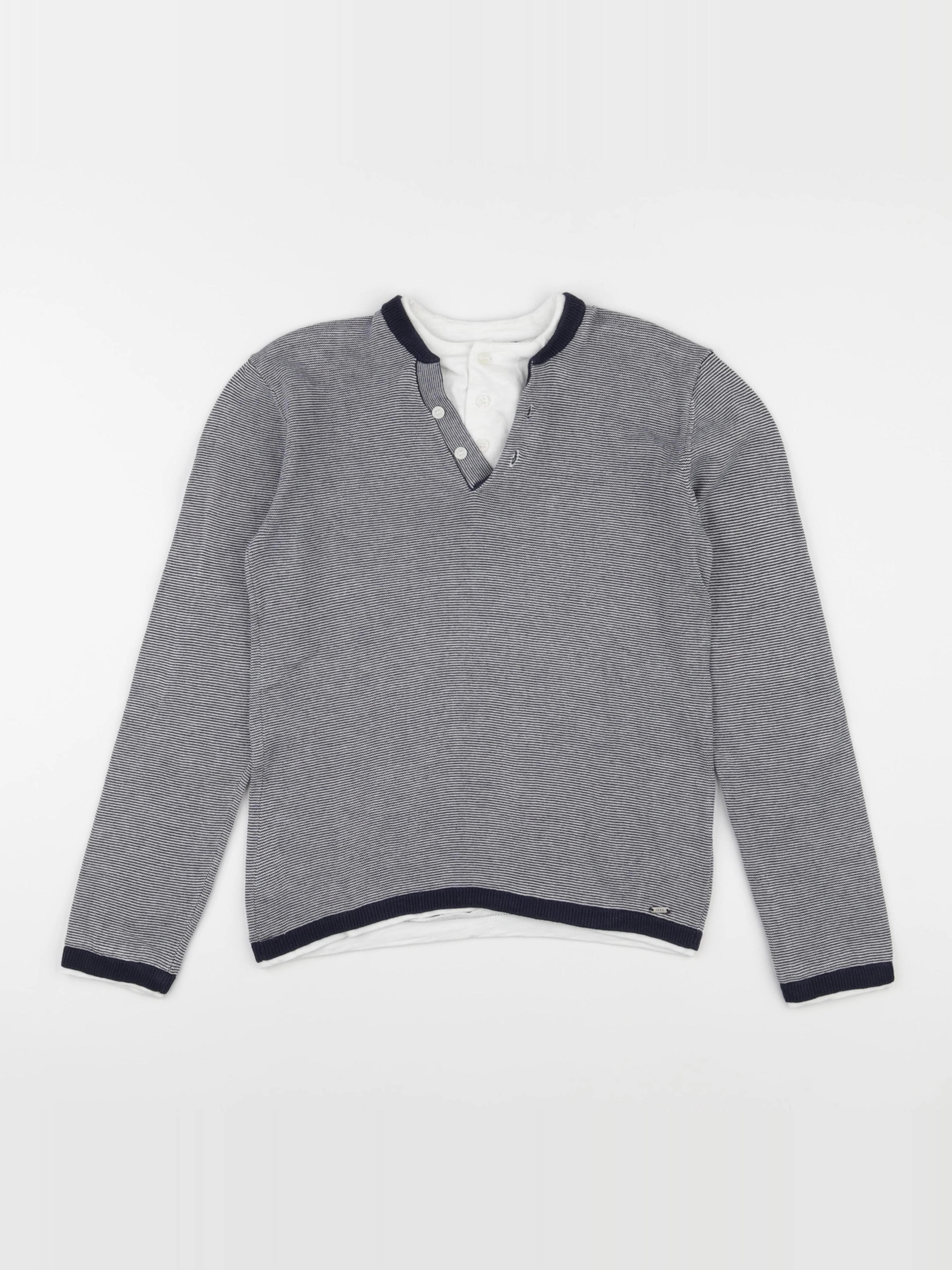 IKKS - pull bleu, blanc - 10 ans