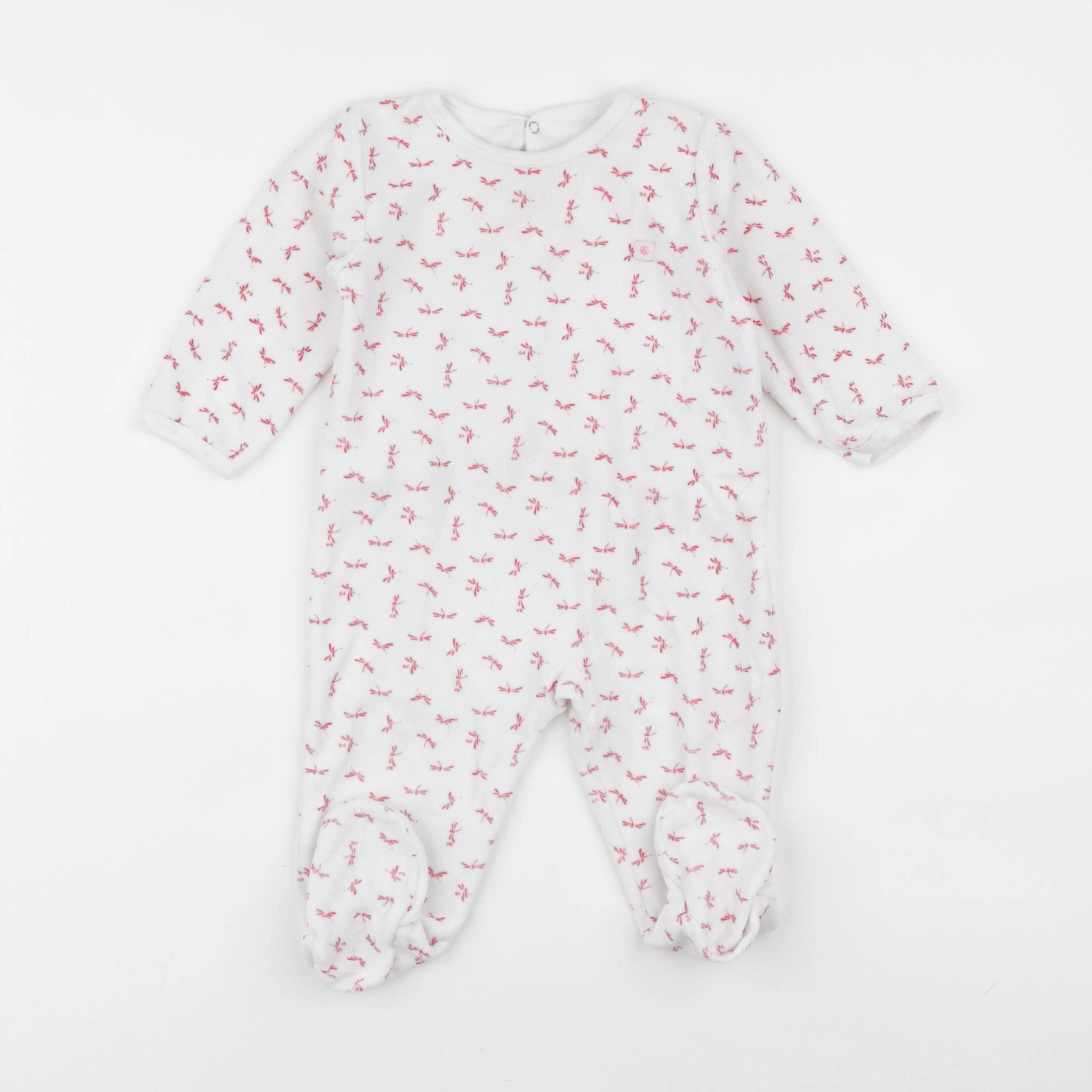 Petit Bateau - pyjama velours blanc - 12 mois
