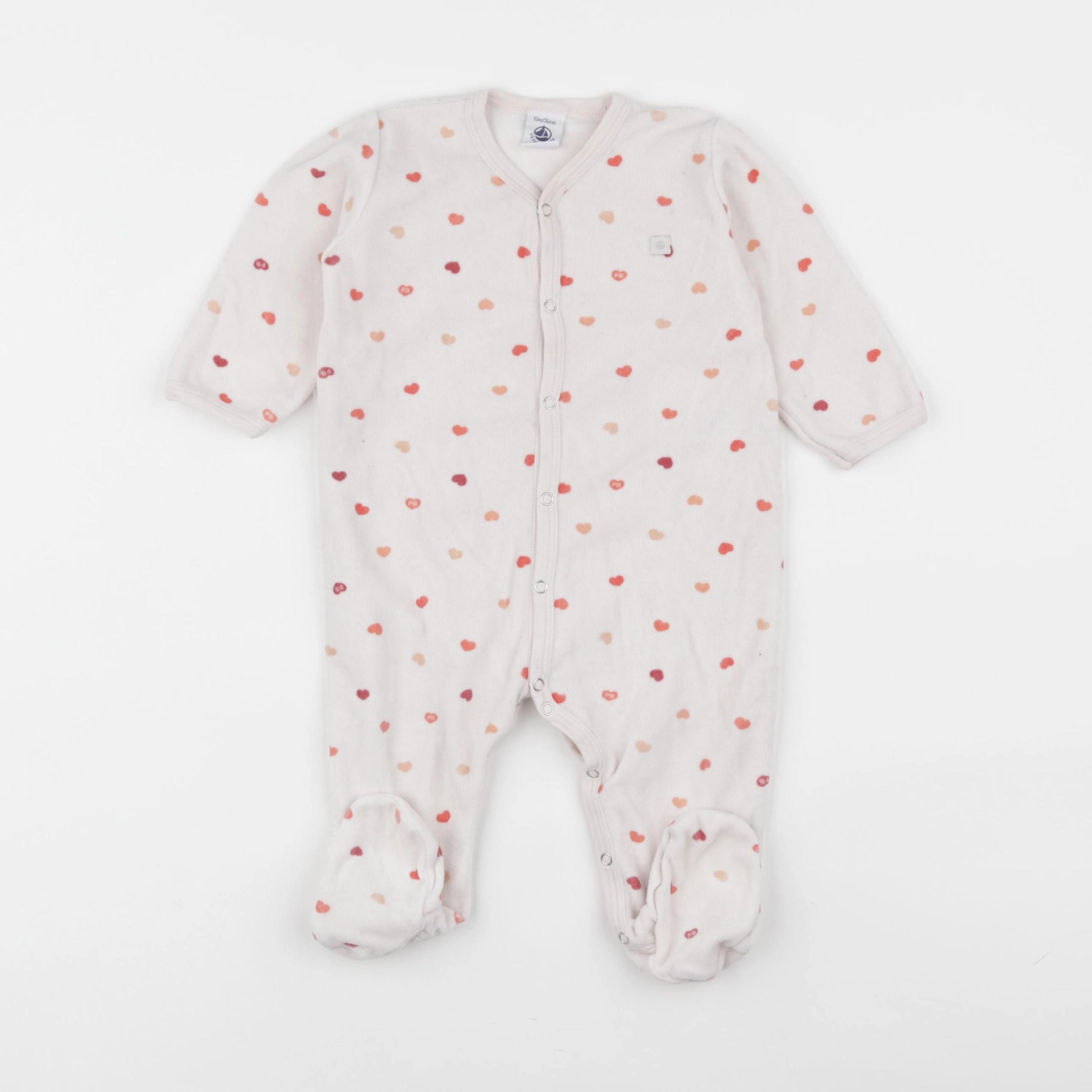Petit Bateau - pyjama velours blanc - 12 mois