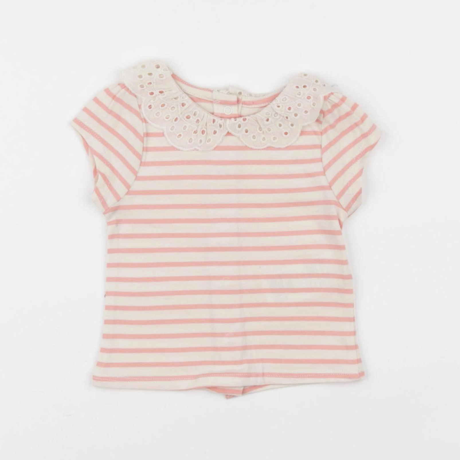 Vertbaudet - tee-shirt beige, rose - 3 mois