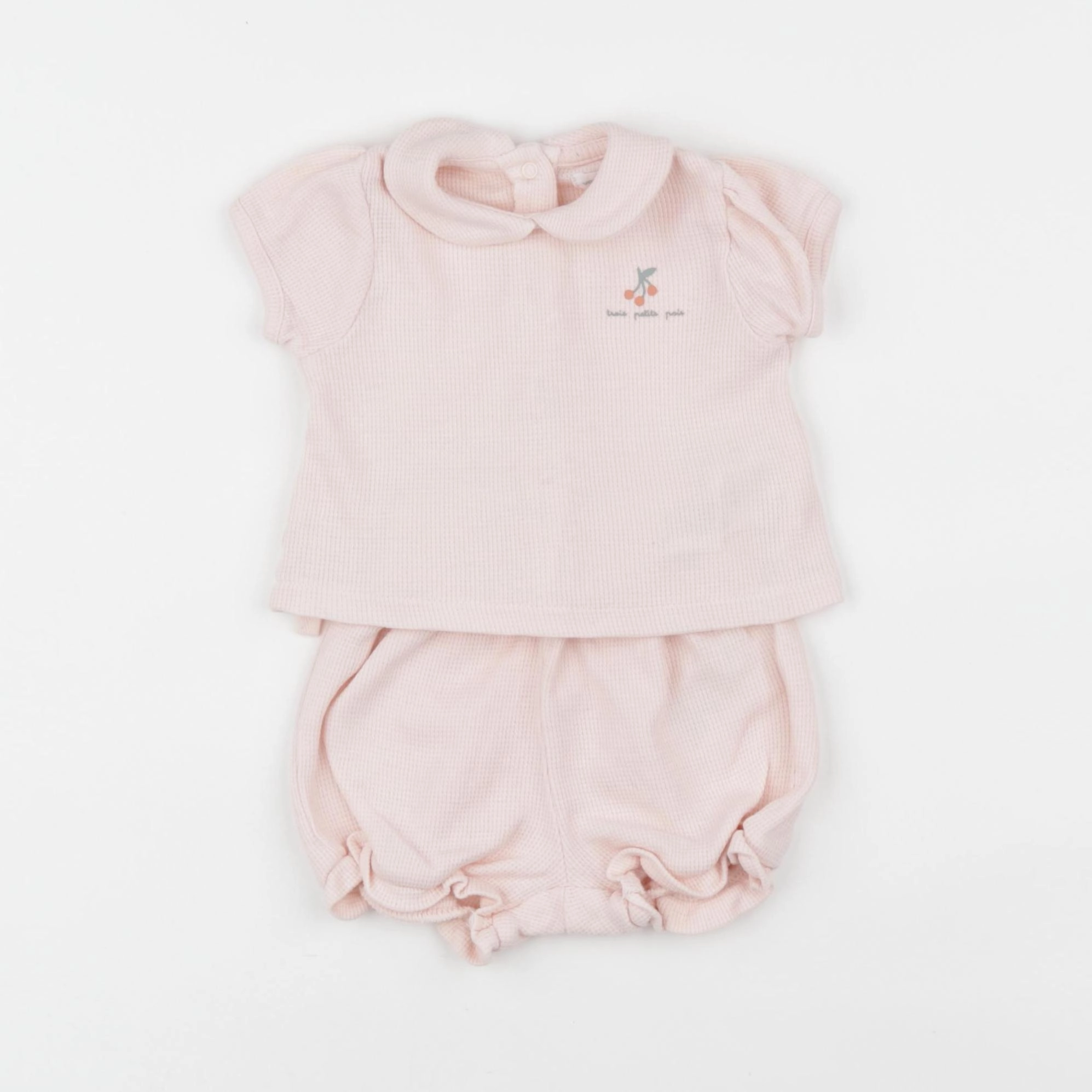 Vertbaudet - ensemble coton rose - 1 mois