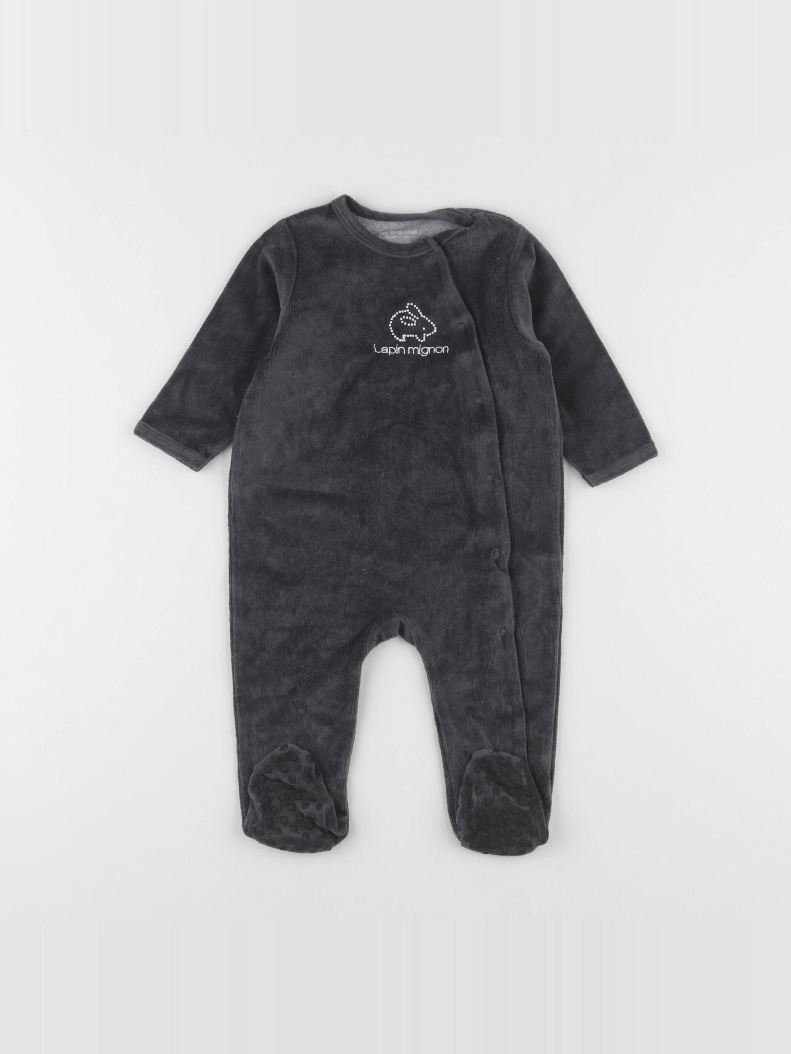 Vertbaudet - pyjama velours gris - 9 mois