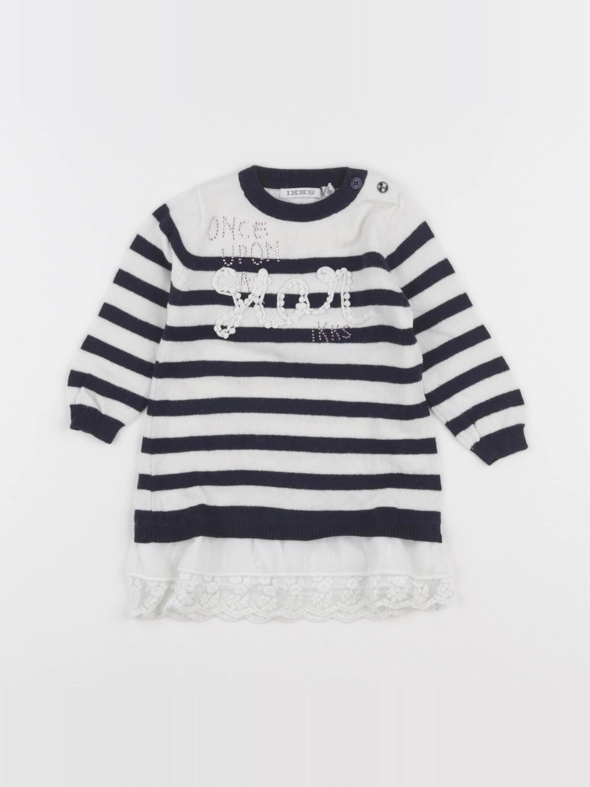 IKKS - robe blanc, bleu - 6 mois