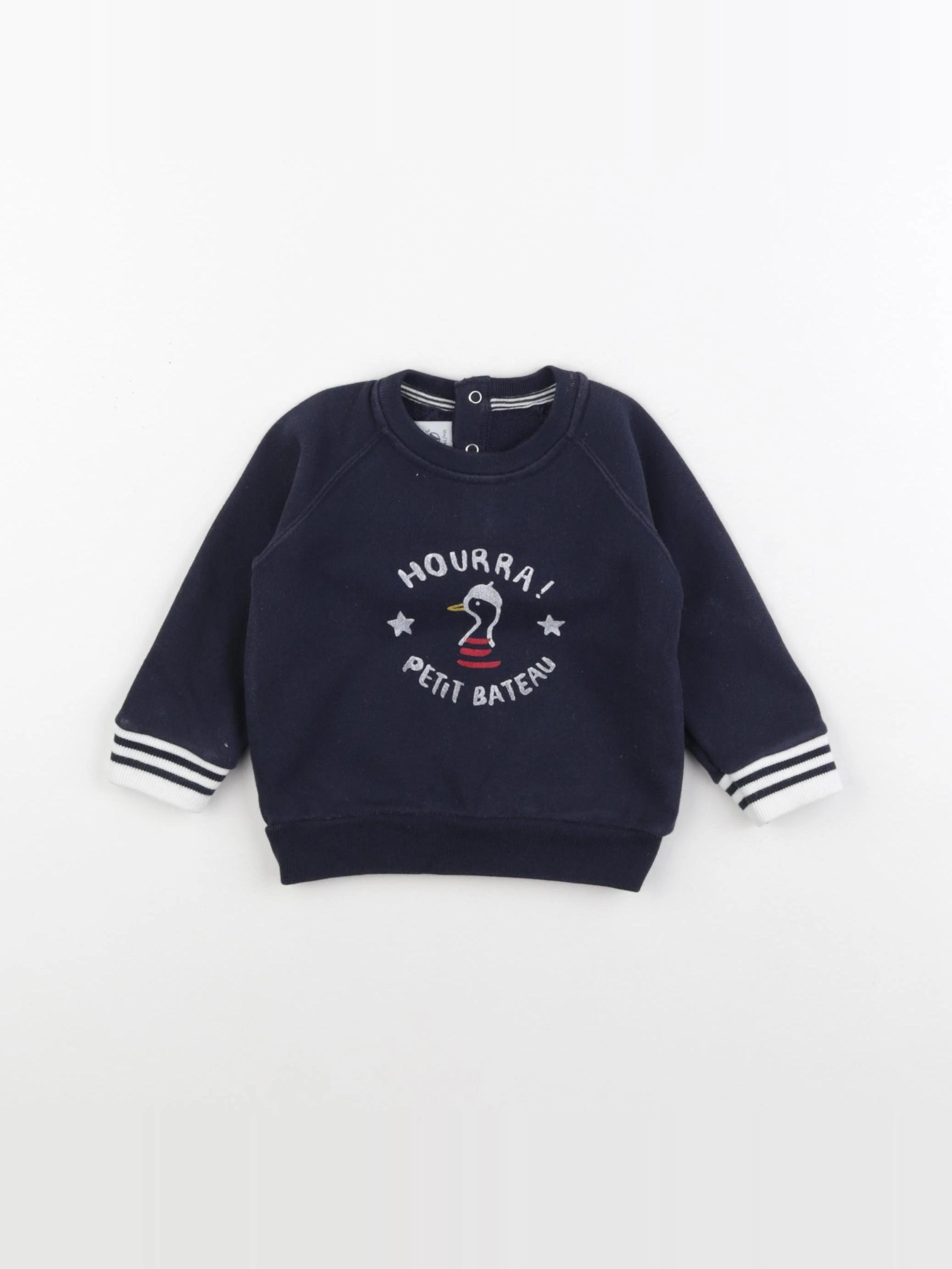 Petit Bateau - sweat velours bleu - 12 mois