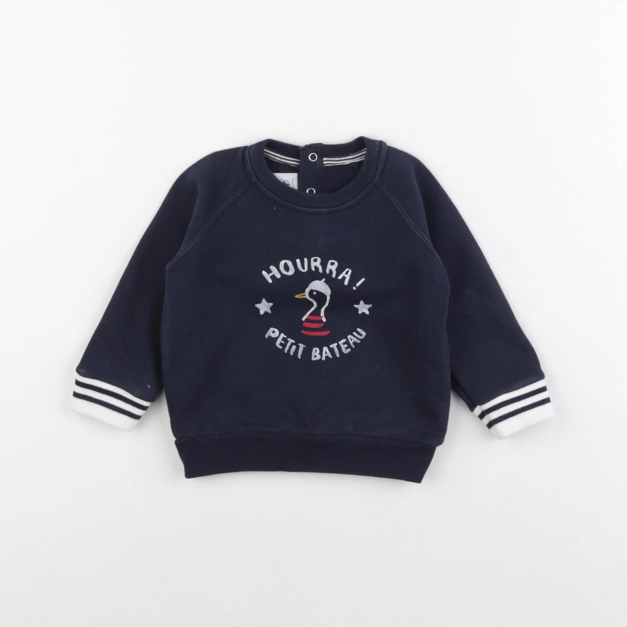 Petit Bateau - sweat velours bleu - 12 mois