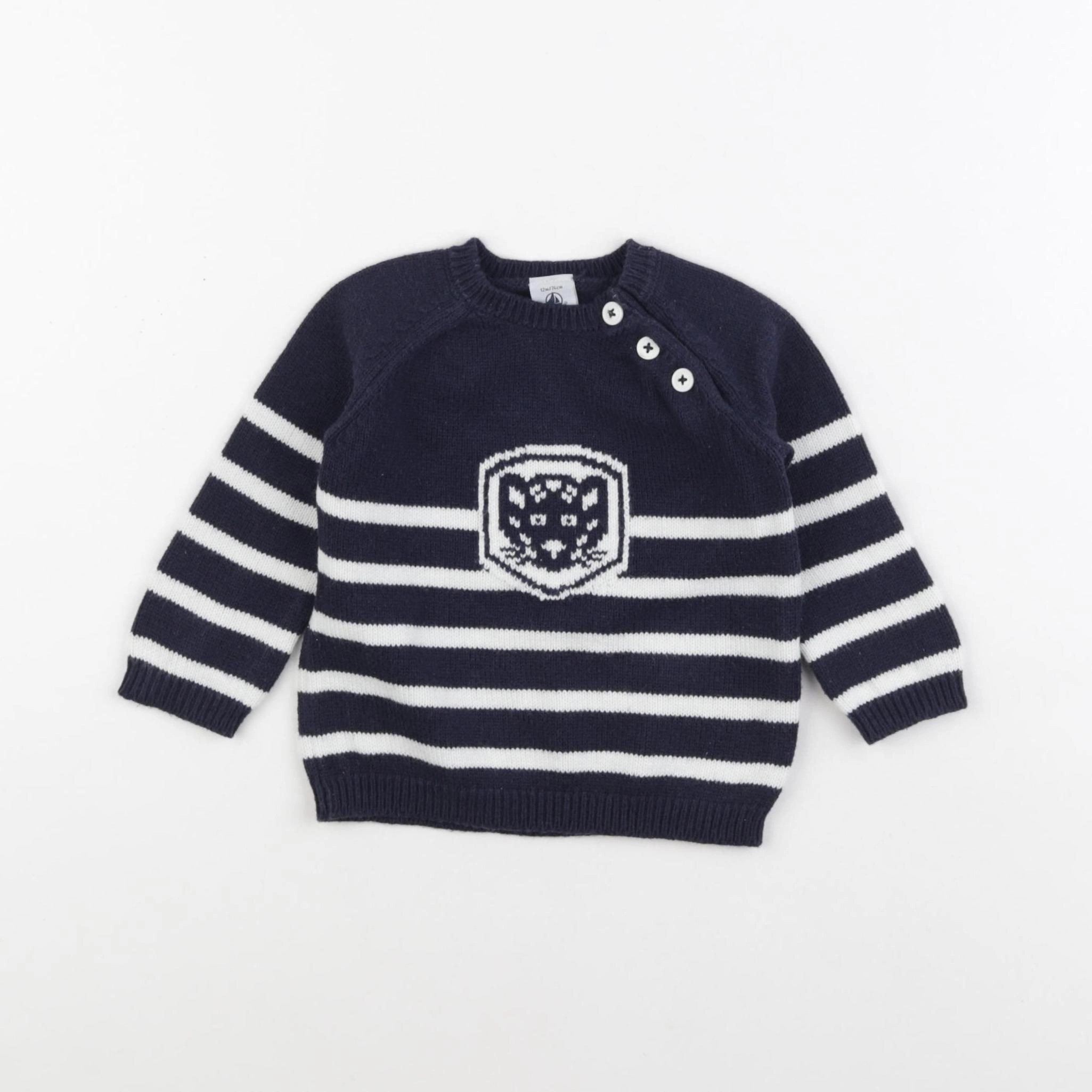 Petit Bateau - pull bleu - 12 mois