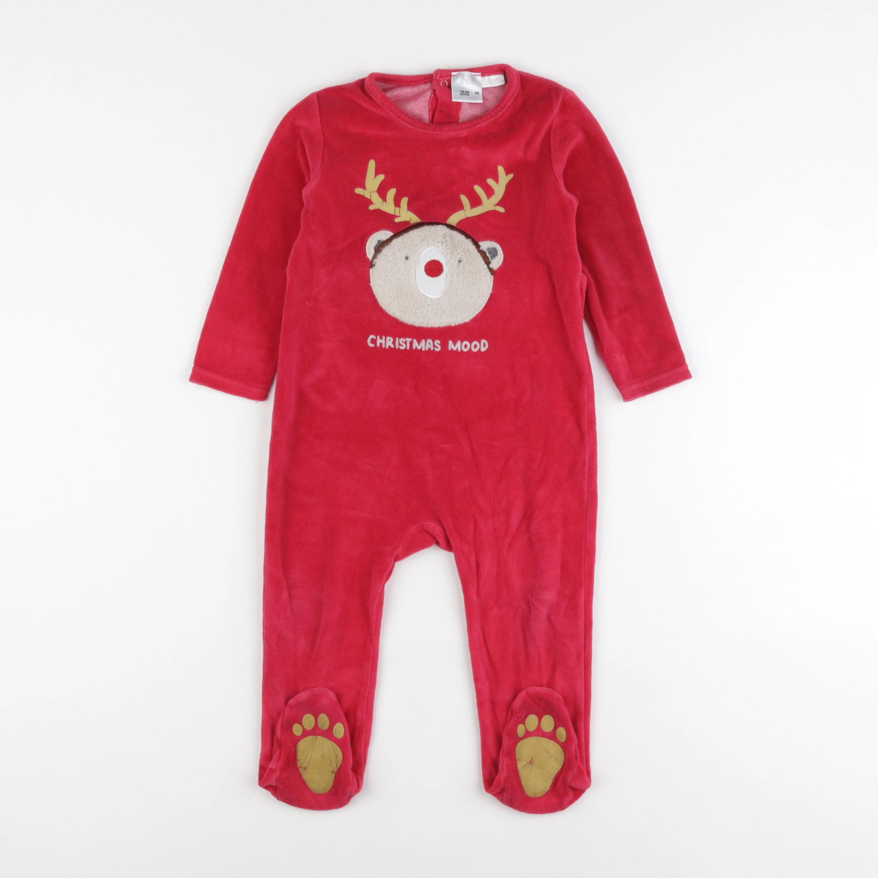Zara - pyjama velours rouge - 18/24 mois