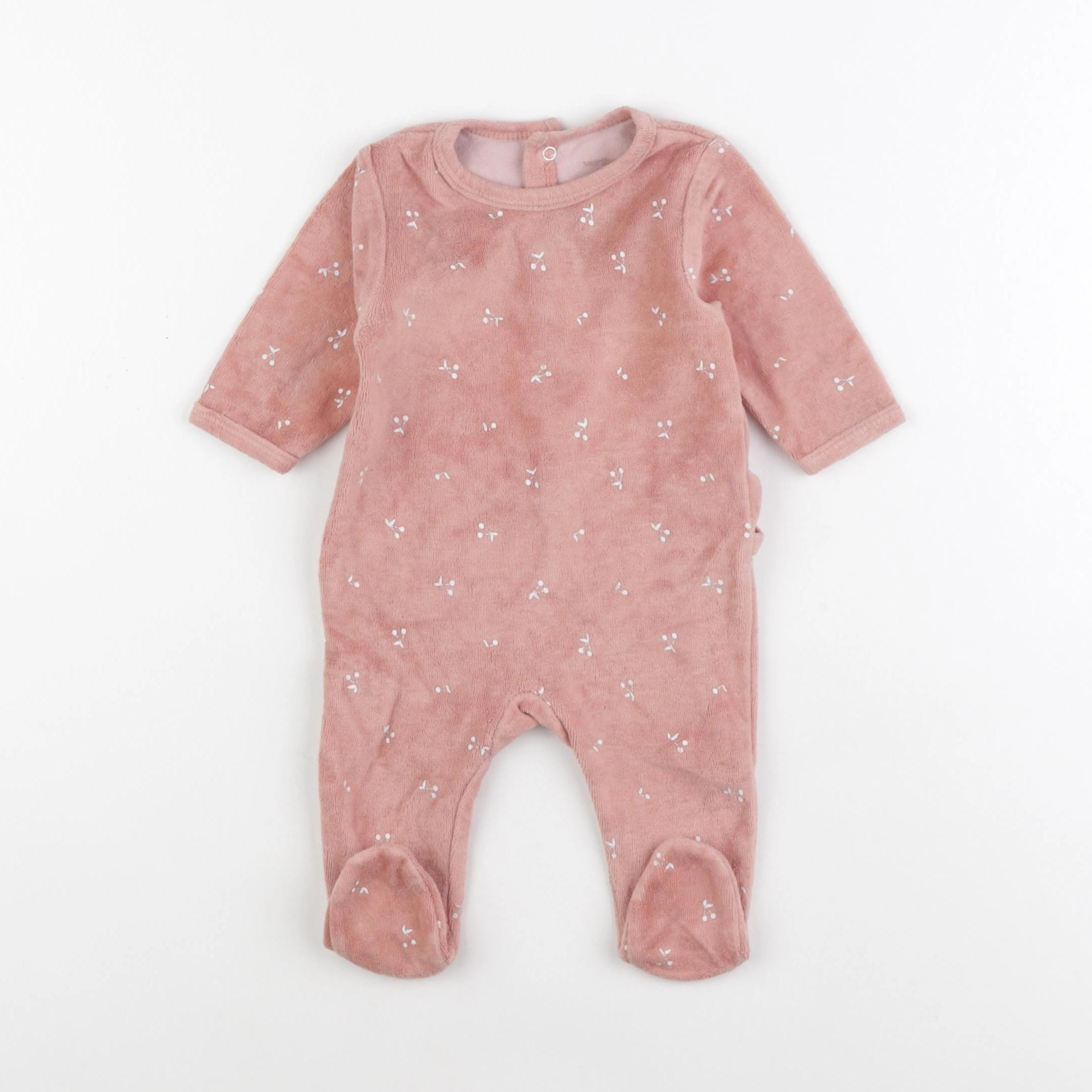 Vertbaudet - pyjama velours rose - 1 mois