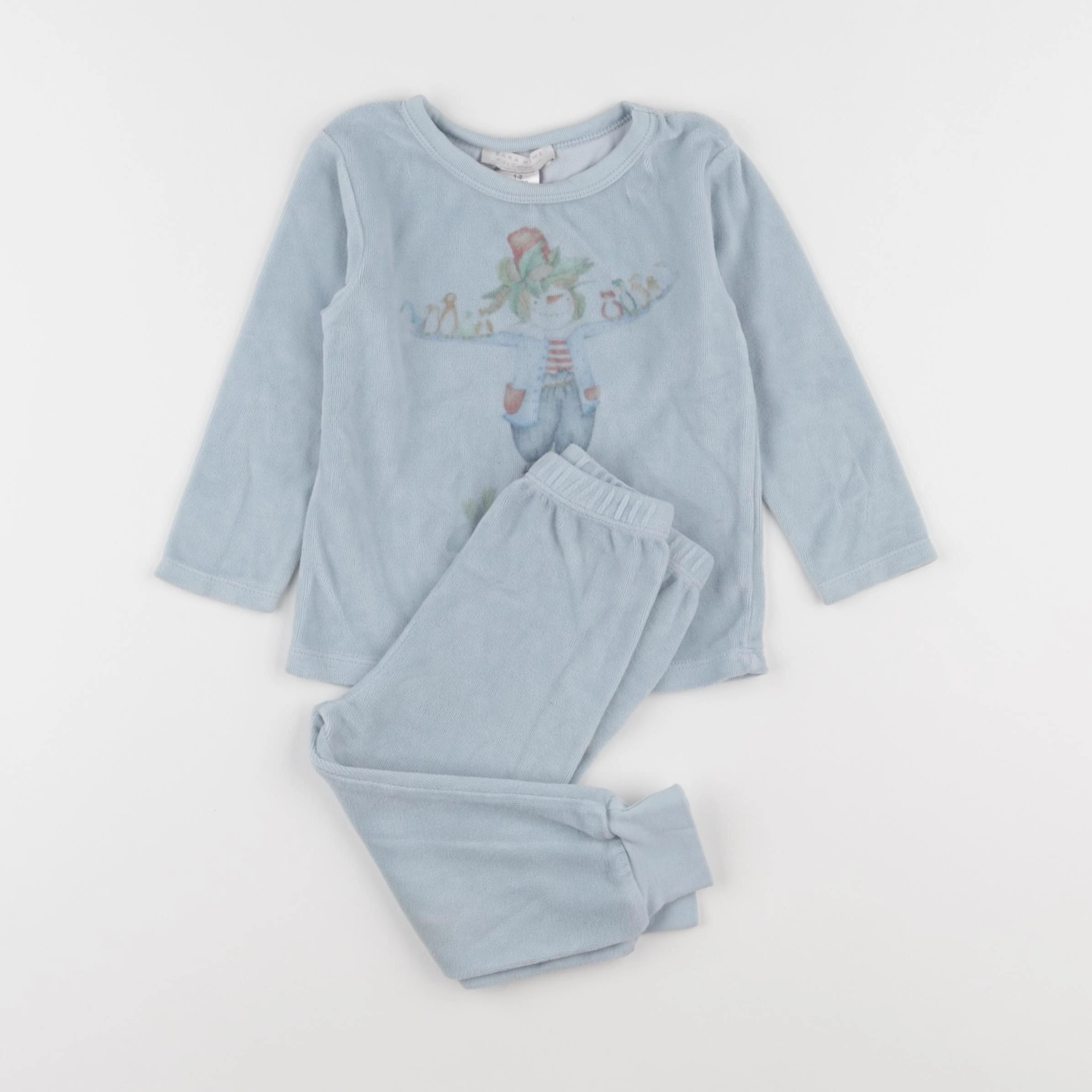 Zara - pyjama velours bleu - 1 an à 2 ans