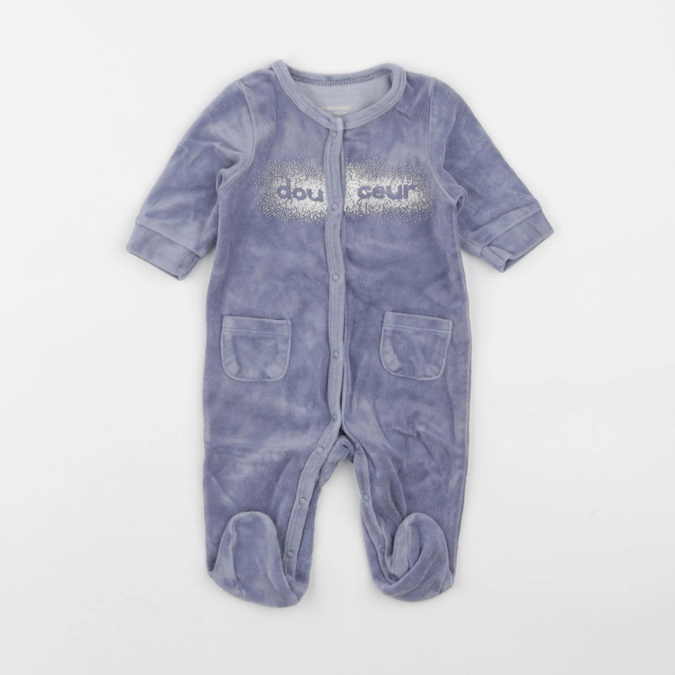 Vertbaudet - pyjama velours bleu - 3 mois