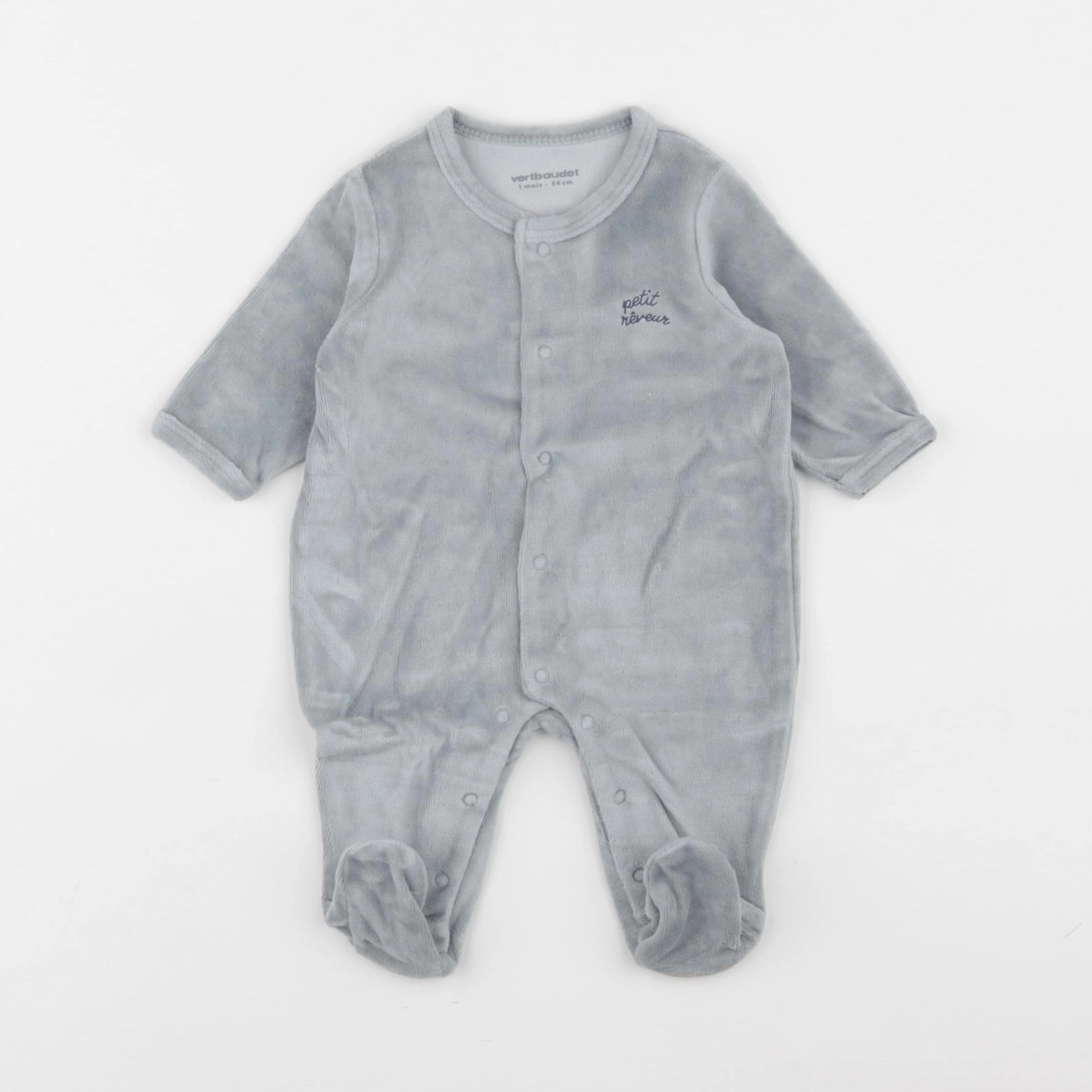 Vertbaudet - pyjama velours bleu - 1 mois