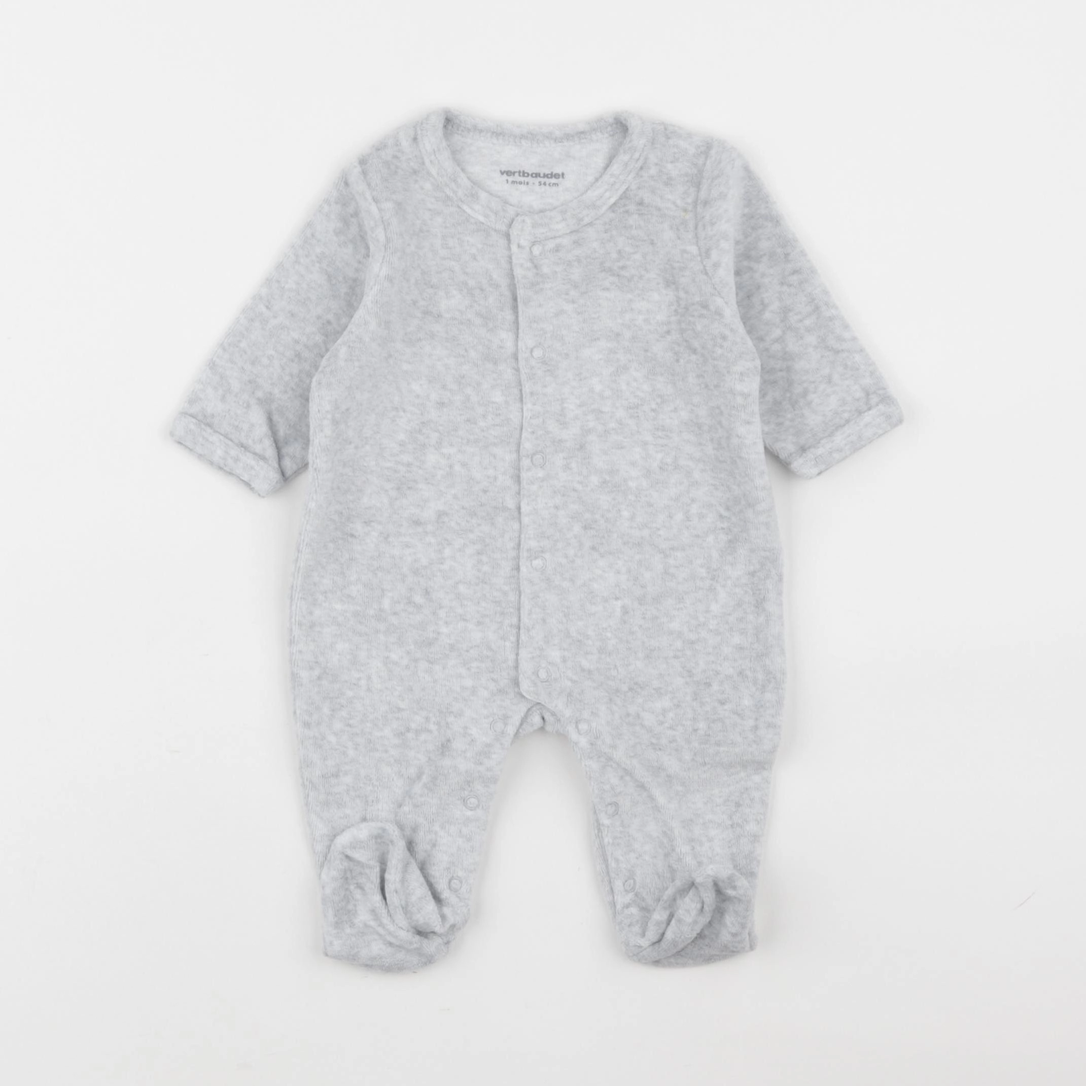 Vertbaudet - pyjama velours gris - 1 mois