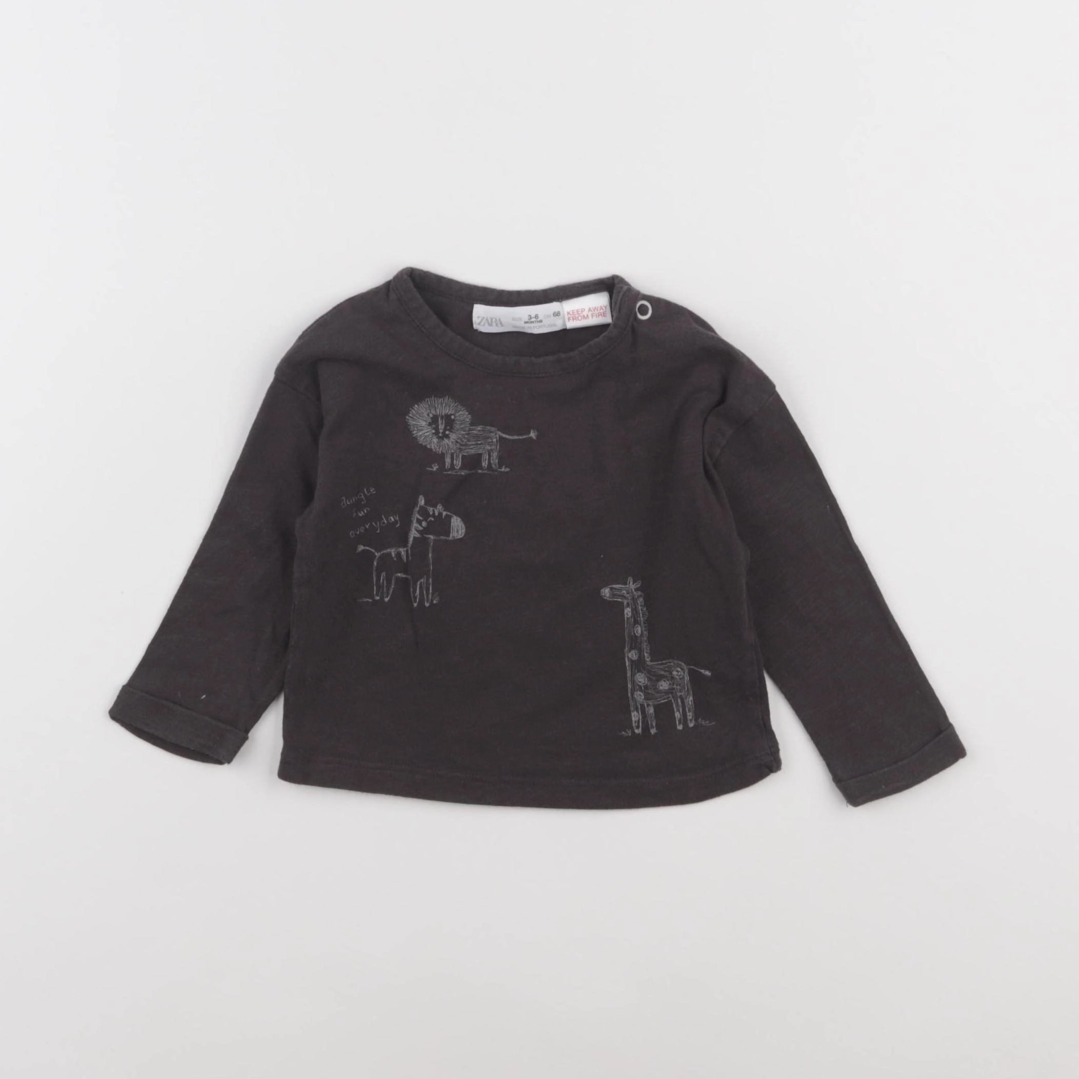 Zara - tee-shirt gris - 3/6 mois