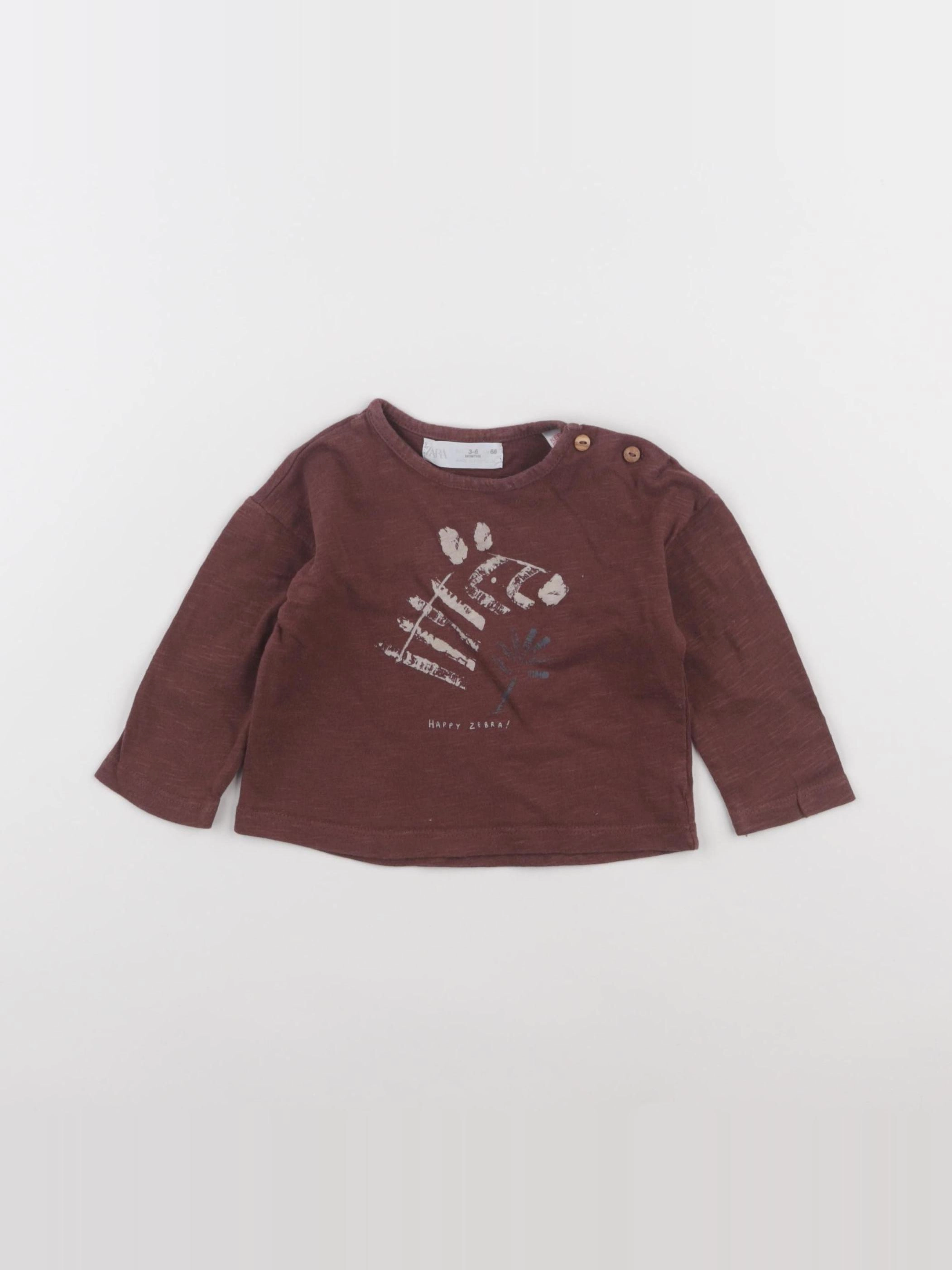 Zara - tee-shirt marron - 3/6 mois