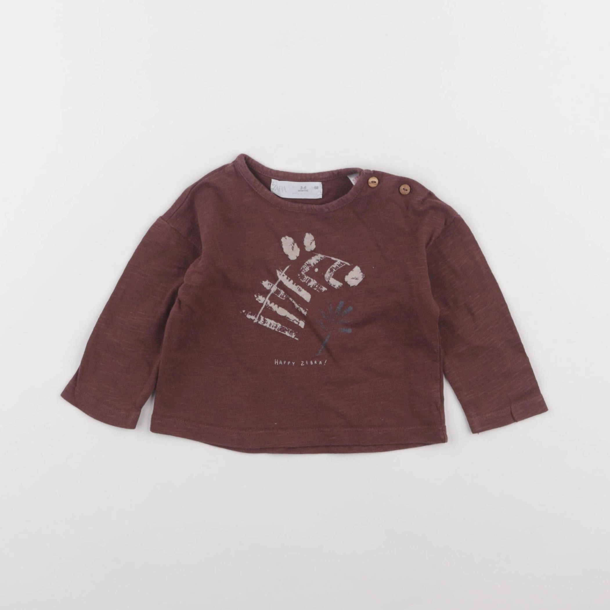 Zara - tee-shirt marron - 3/6 mois