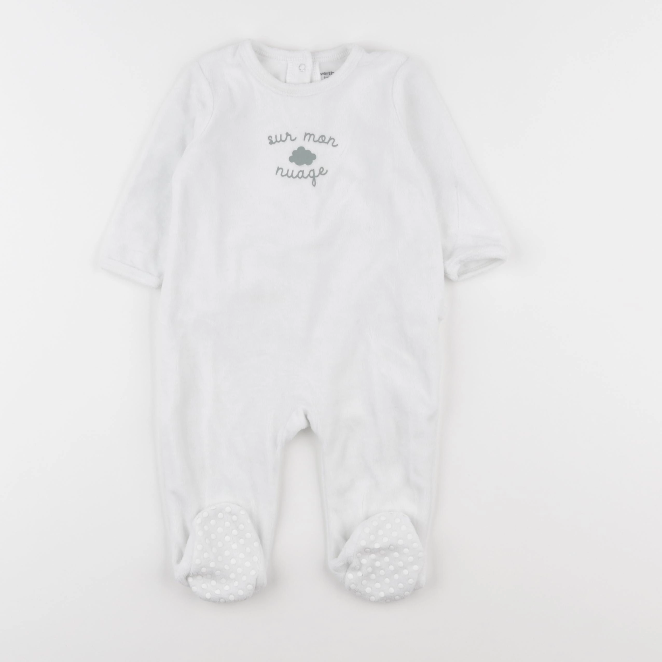 Vertbaudet - pyjama velours blanc - 9 mois