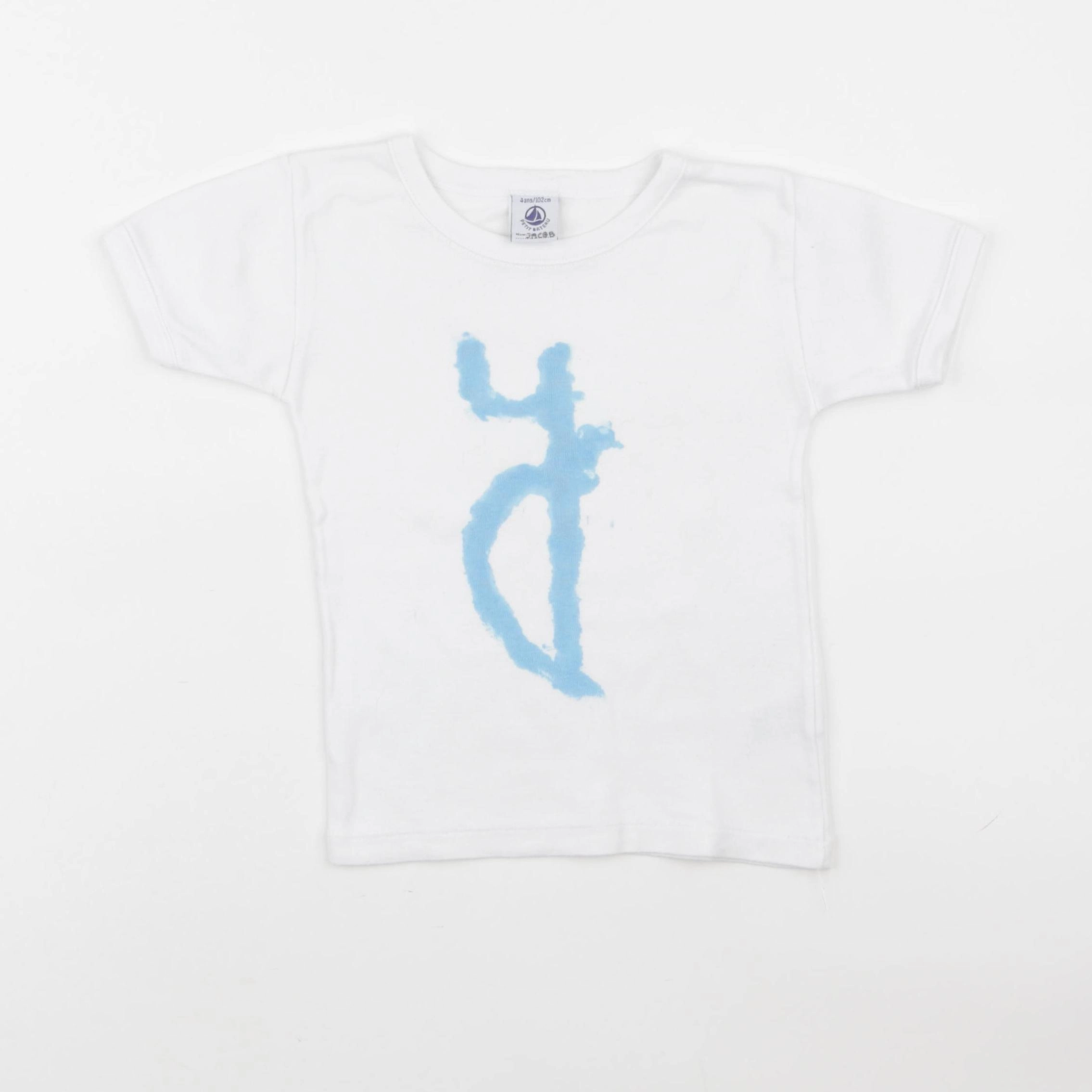Petit Bateau - maillot de corps blanc, bleu - 4 ans