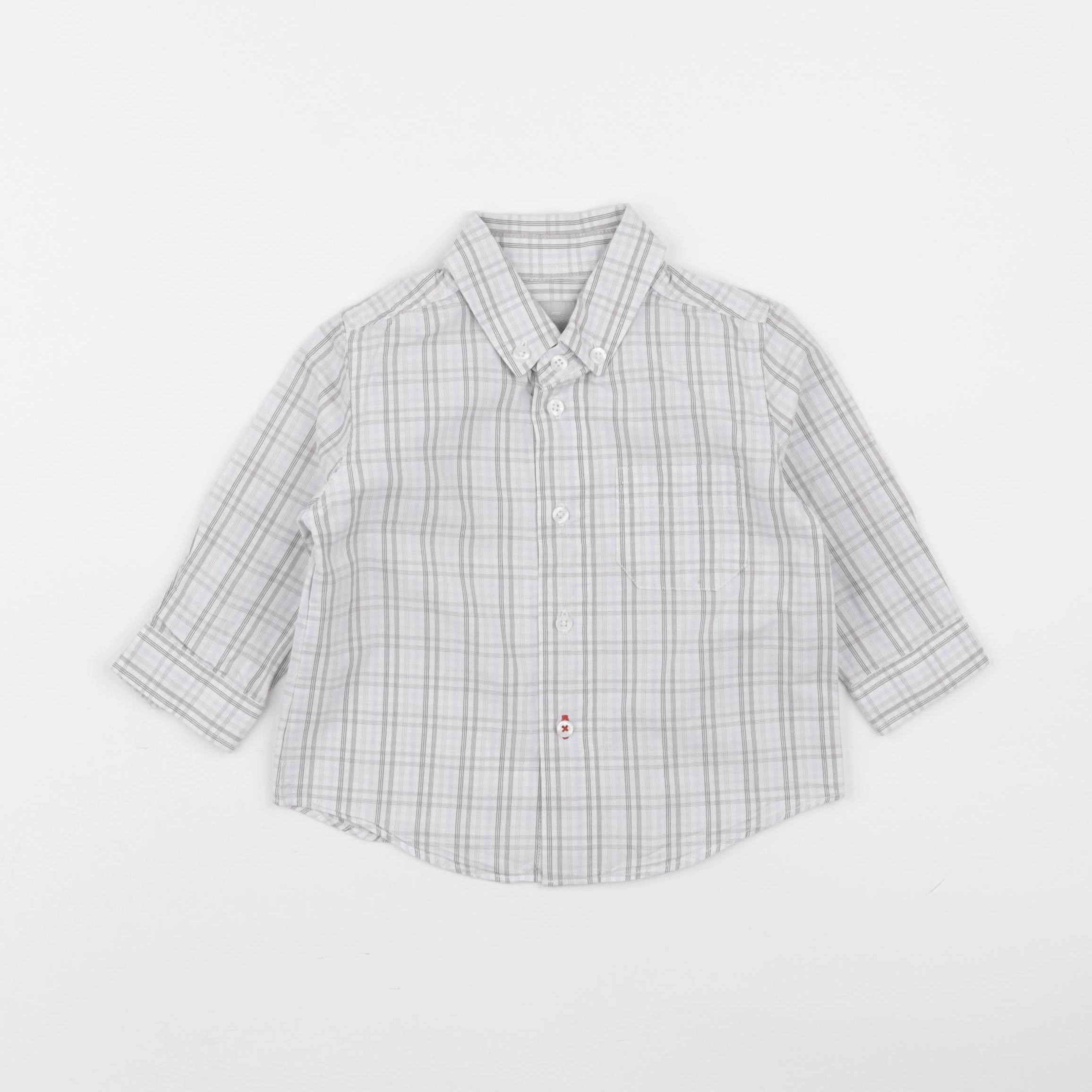 Cyrillus - chemise gris, bleu - 12 mois