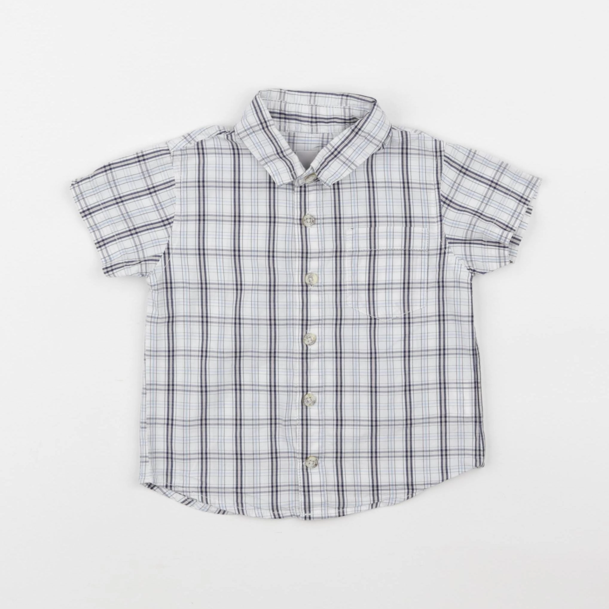 Cyrillus - chemise blanc, bleu - 12 mois