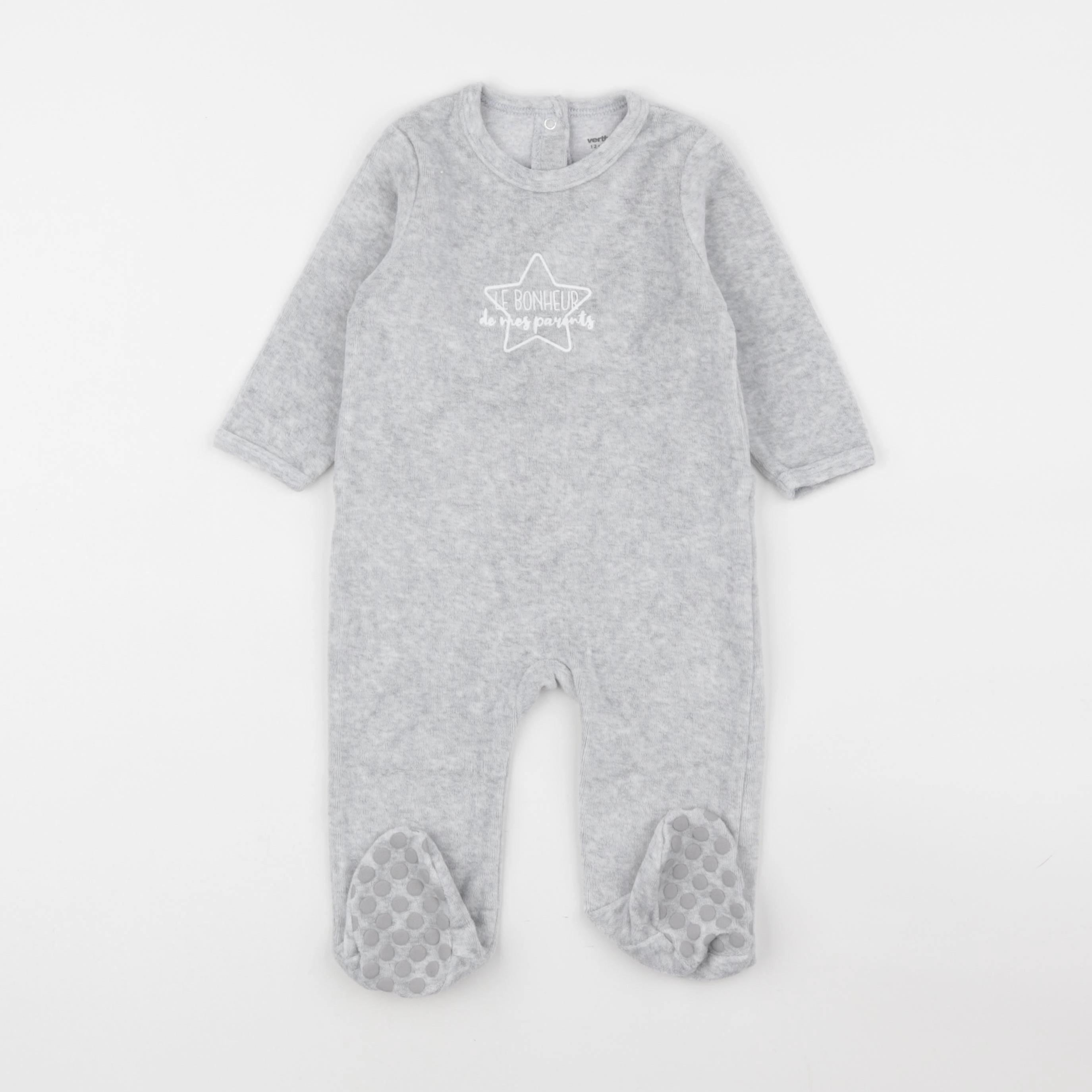 Vertbaudet - pyjama velours gris - 12 mois