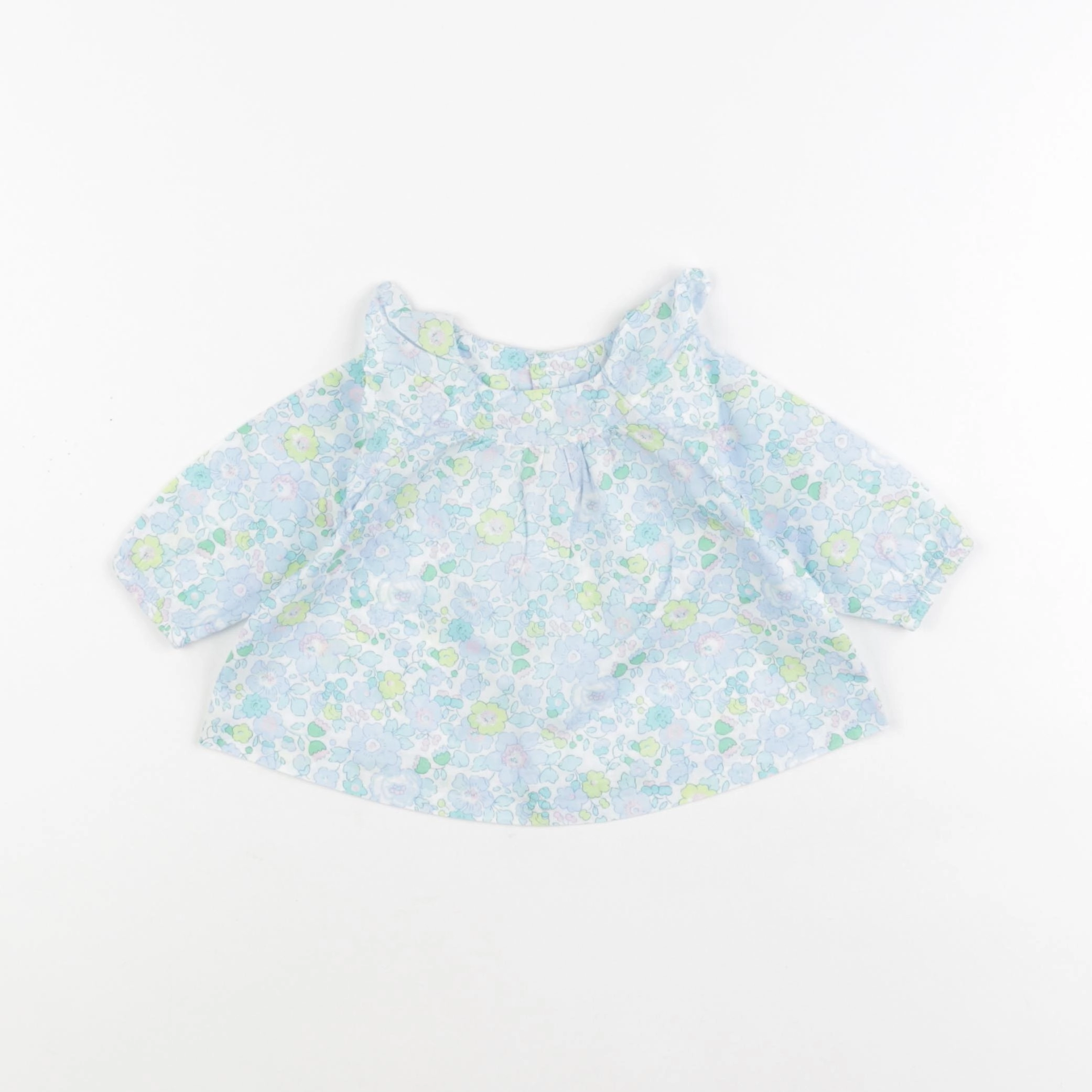 Jacadi - blouse liberty bleu, vert - 3 mois