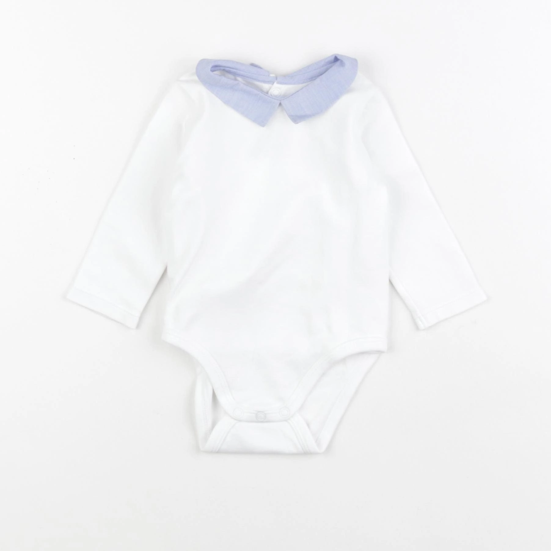 Jacadi - body à col blanc, bleu - 6 mois