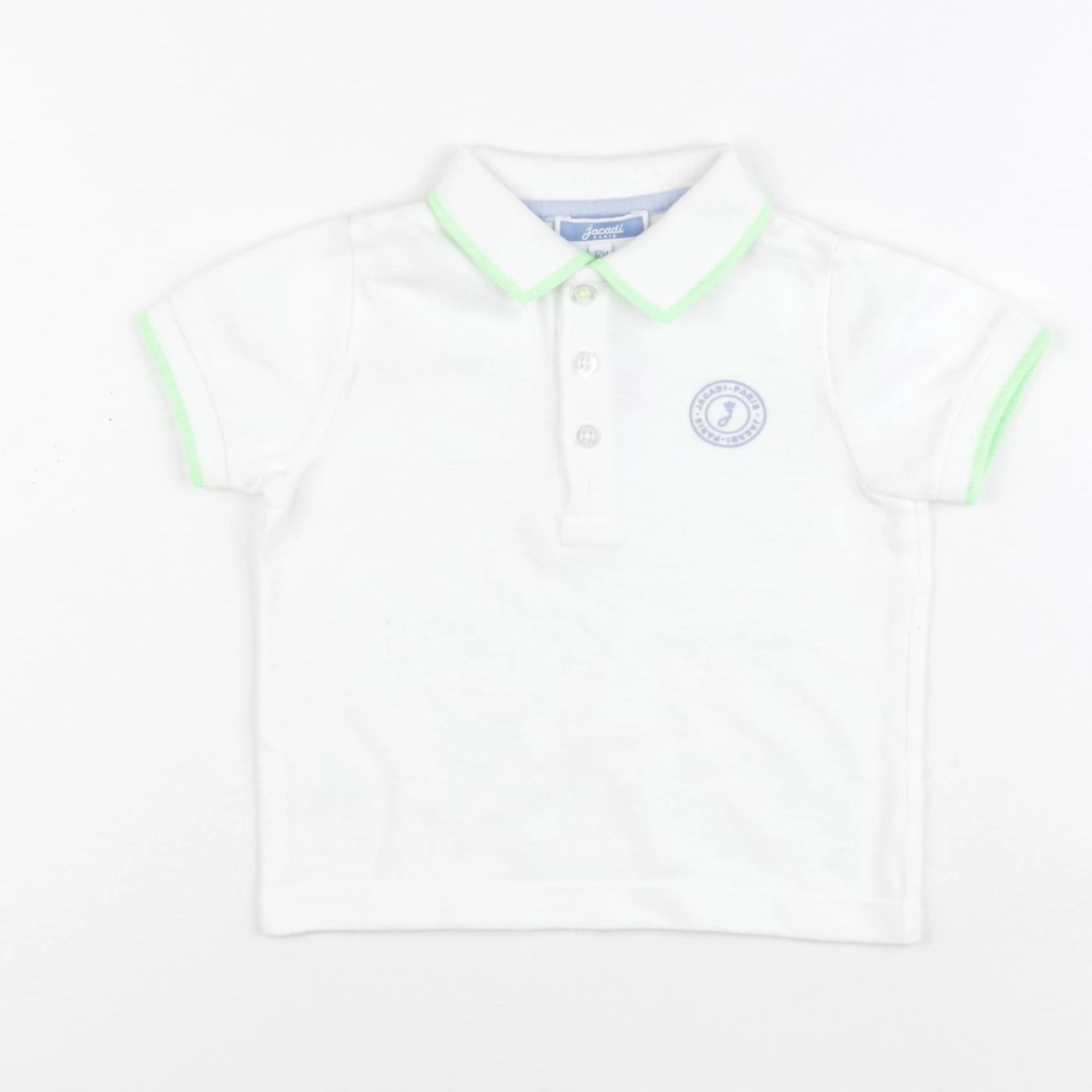 Jacadi - polo blanc, vert - 12 mois
