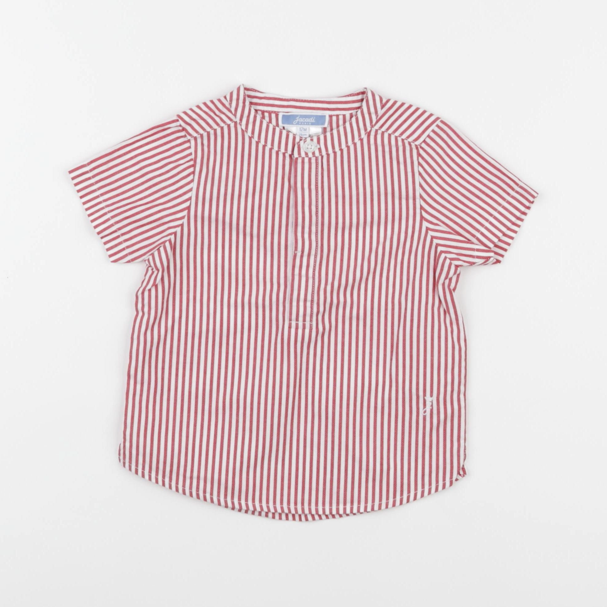 Jacadi - chemise blanc, rouge - 12 mois