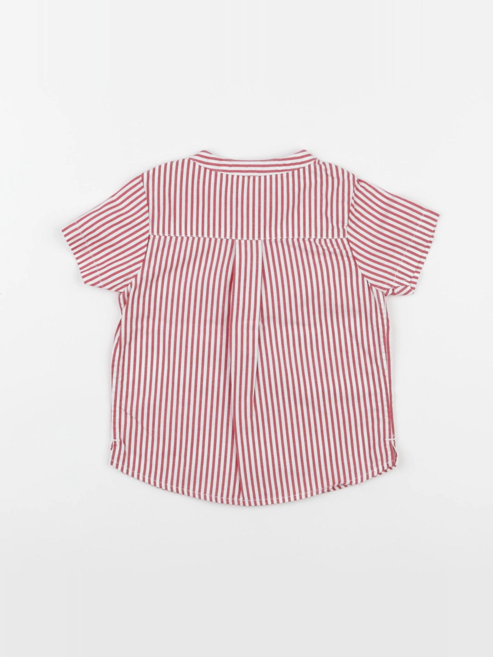 Jacadi - chemise blanc, rouge - 12 mois