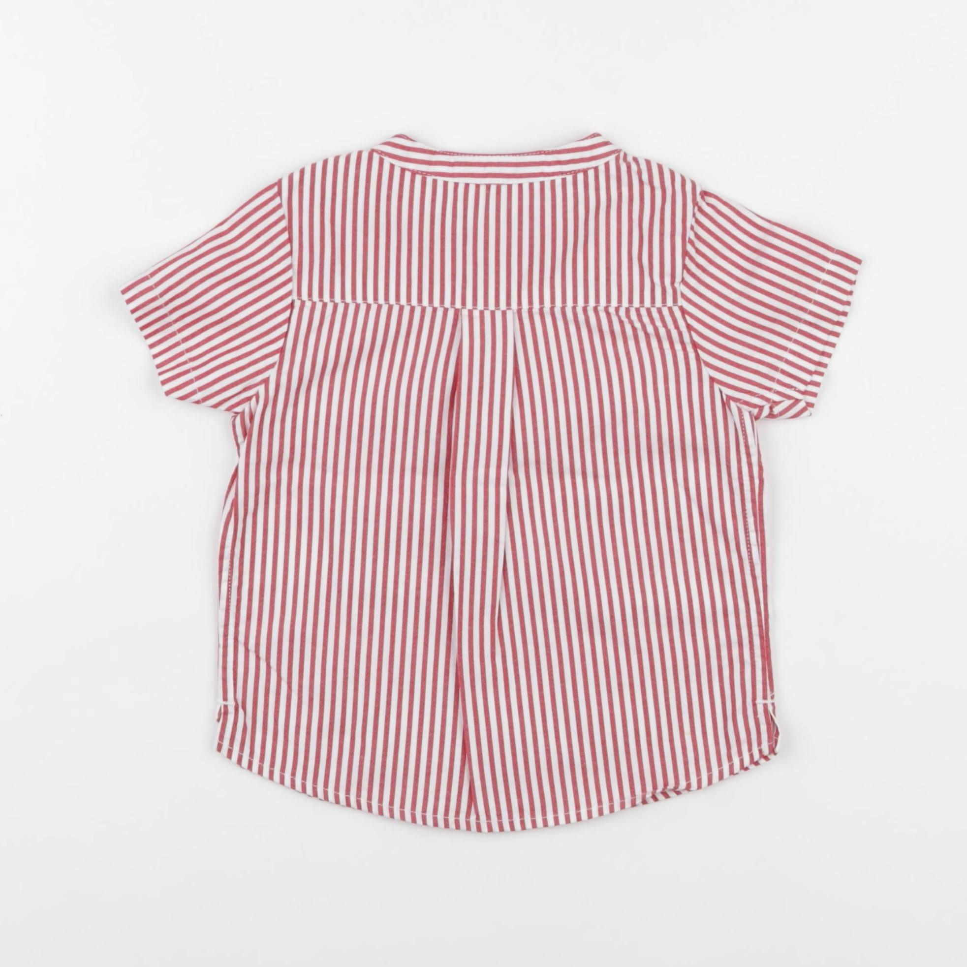Jacadi - chemise blanc, rouge - 12 mois