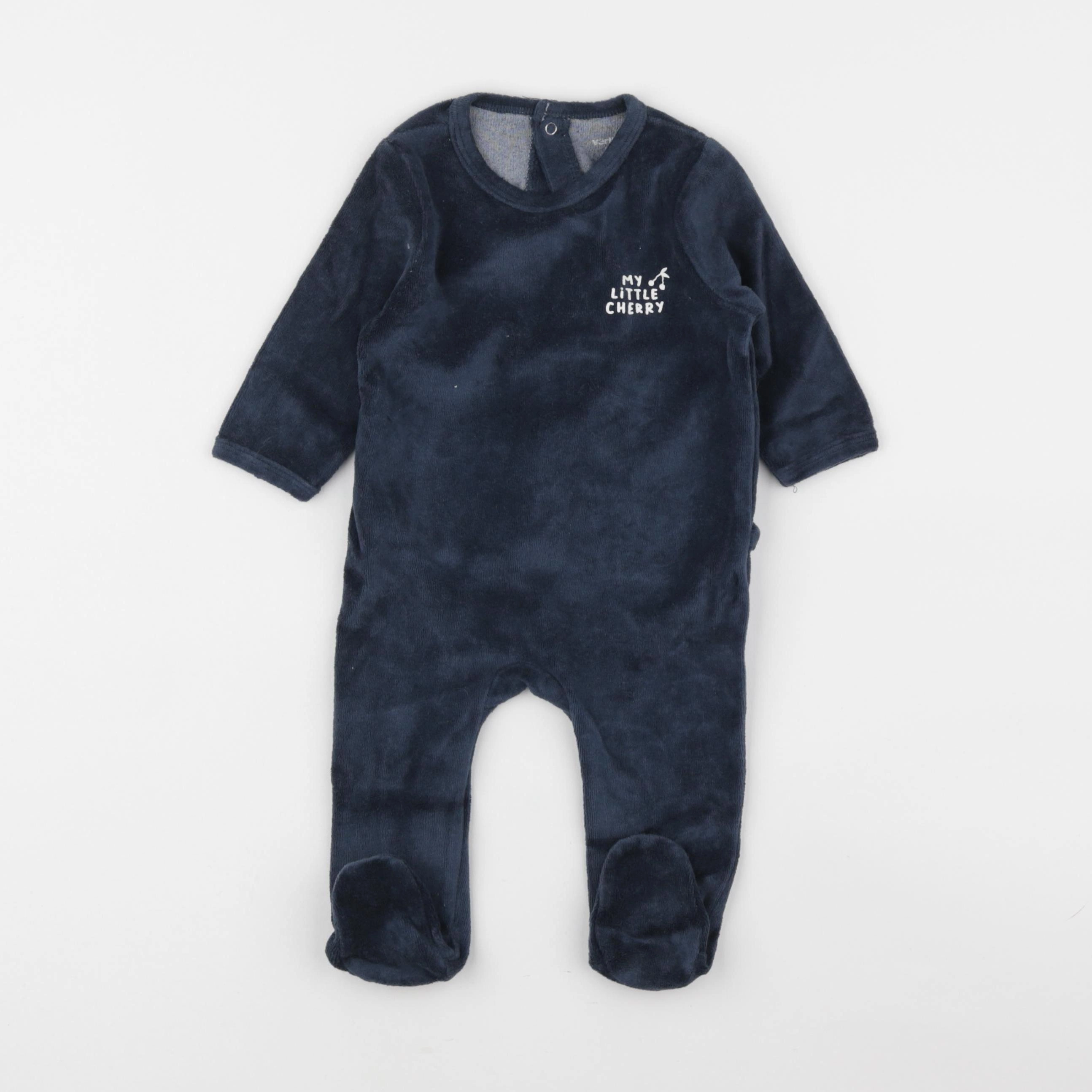 Vertbaudet - pyjama velours bleu - 6 mois