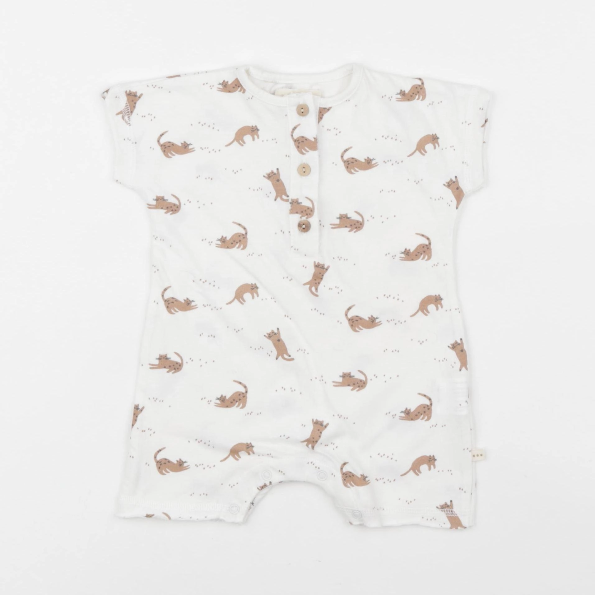 Les Petites Choses - pyjama coton blanc, marron - 3 mois