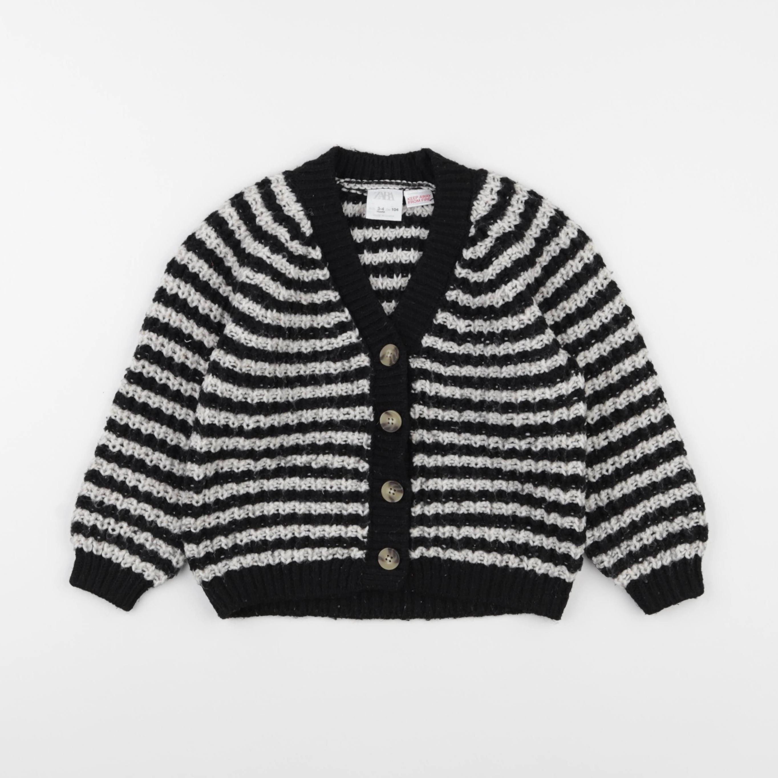 Zara - gilet blanc, noir - 3/4 ans