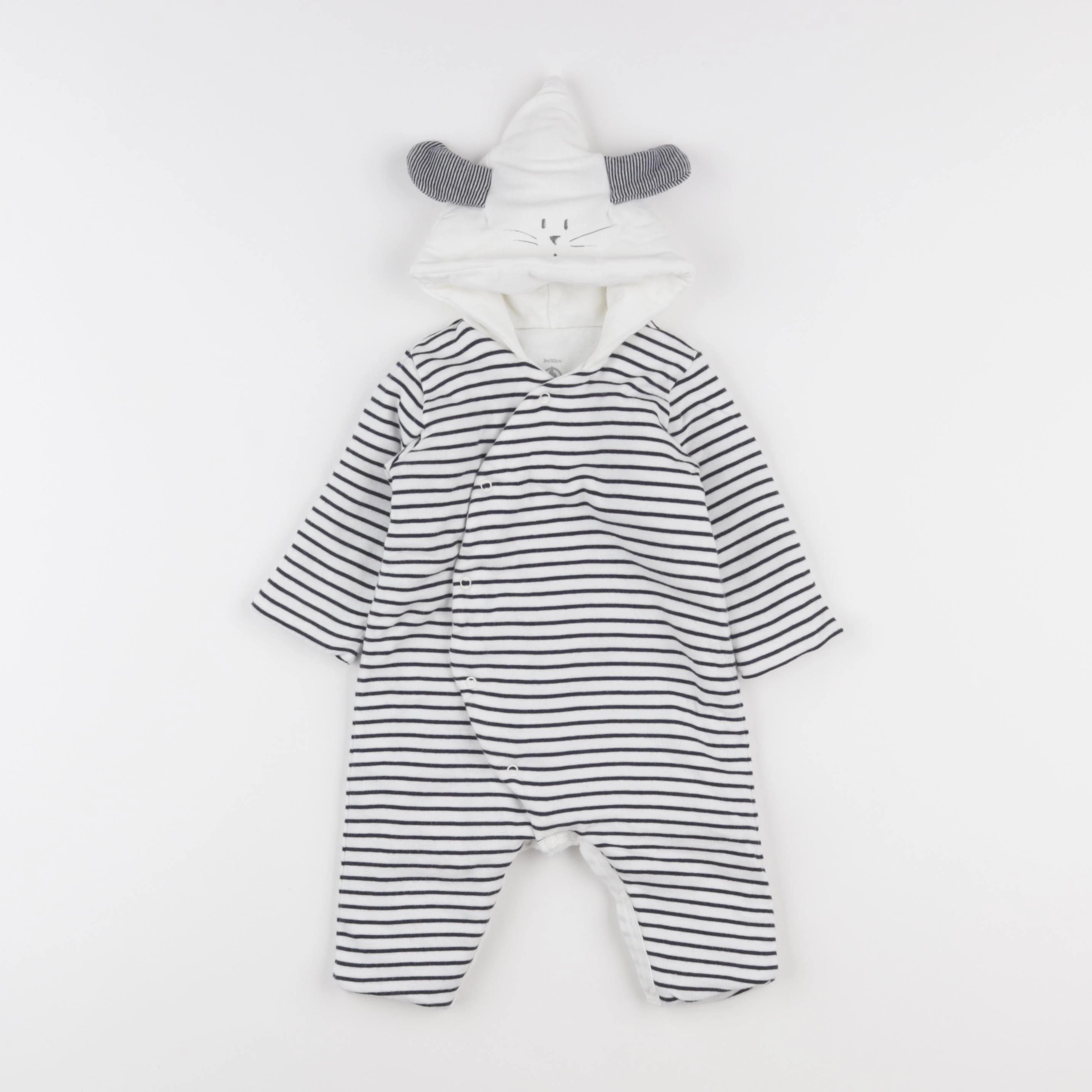 Petit Bateau - sur-pyjama bleu, blanc - 3 mois