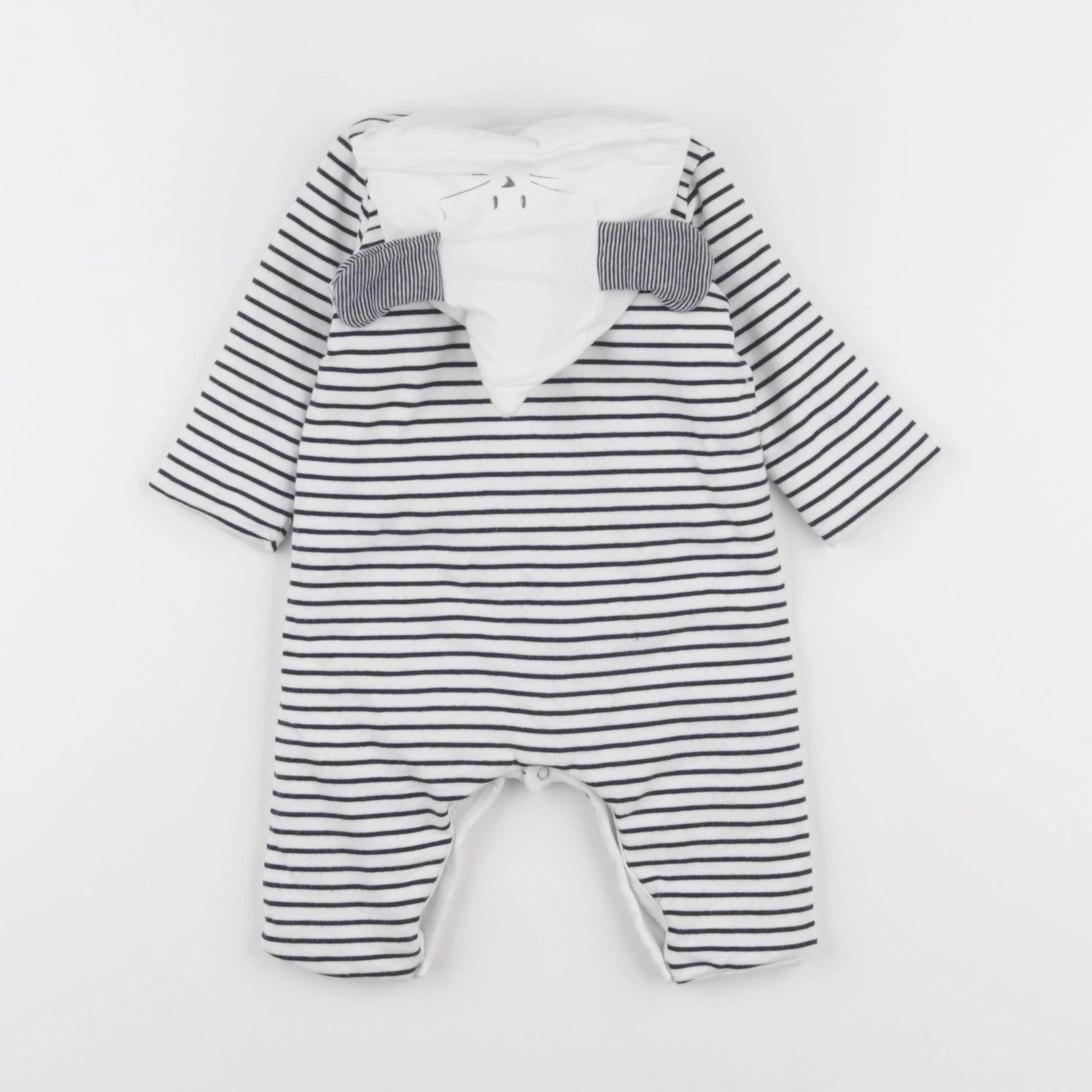 Petit Bateau - sur-pyjama bleu, blanc - 3 mois