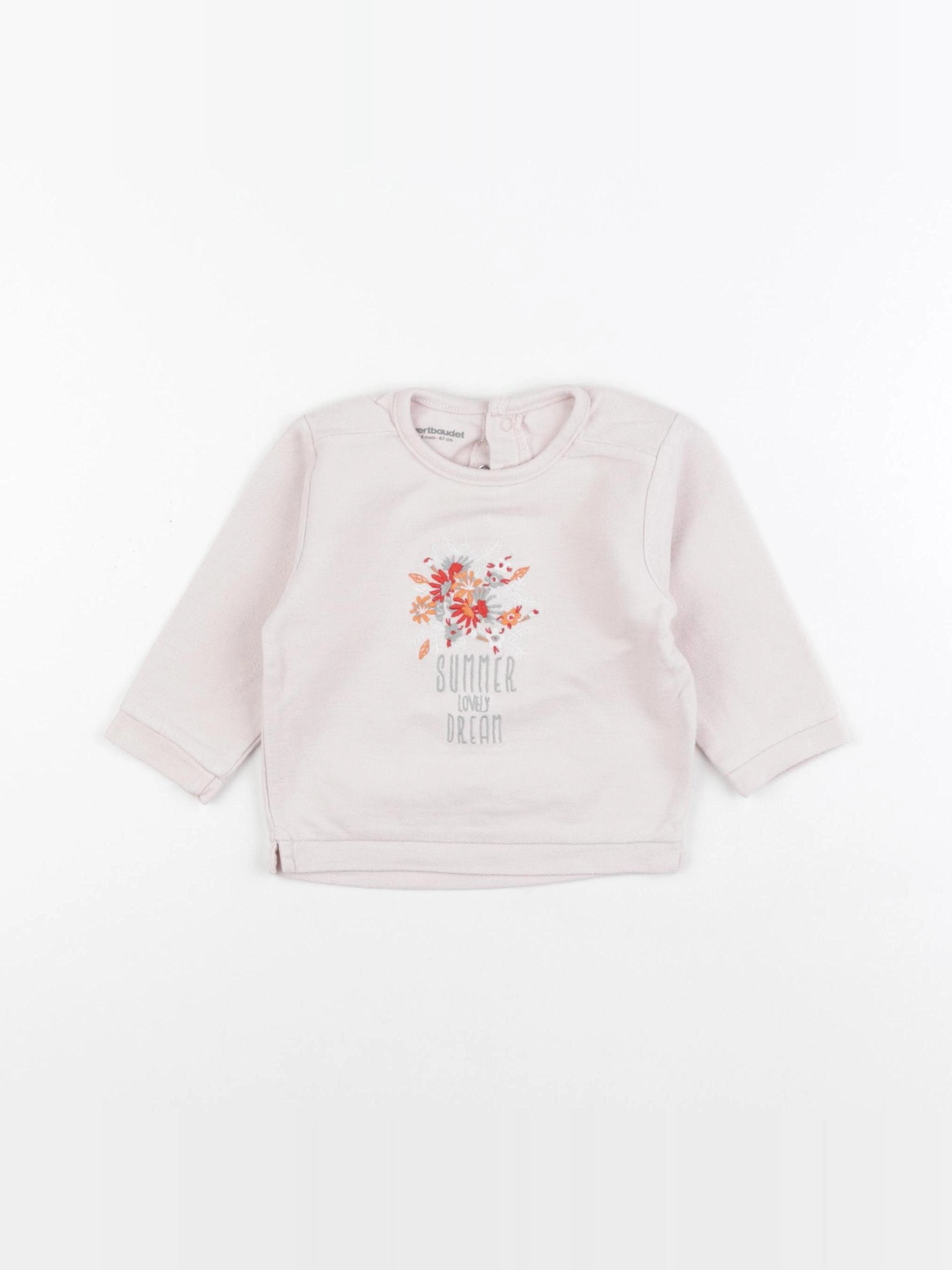 Vertbaudet - sweat rose - 6 mois