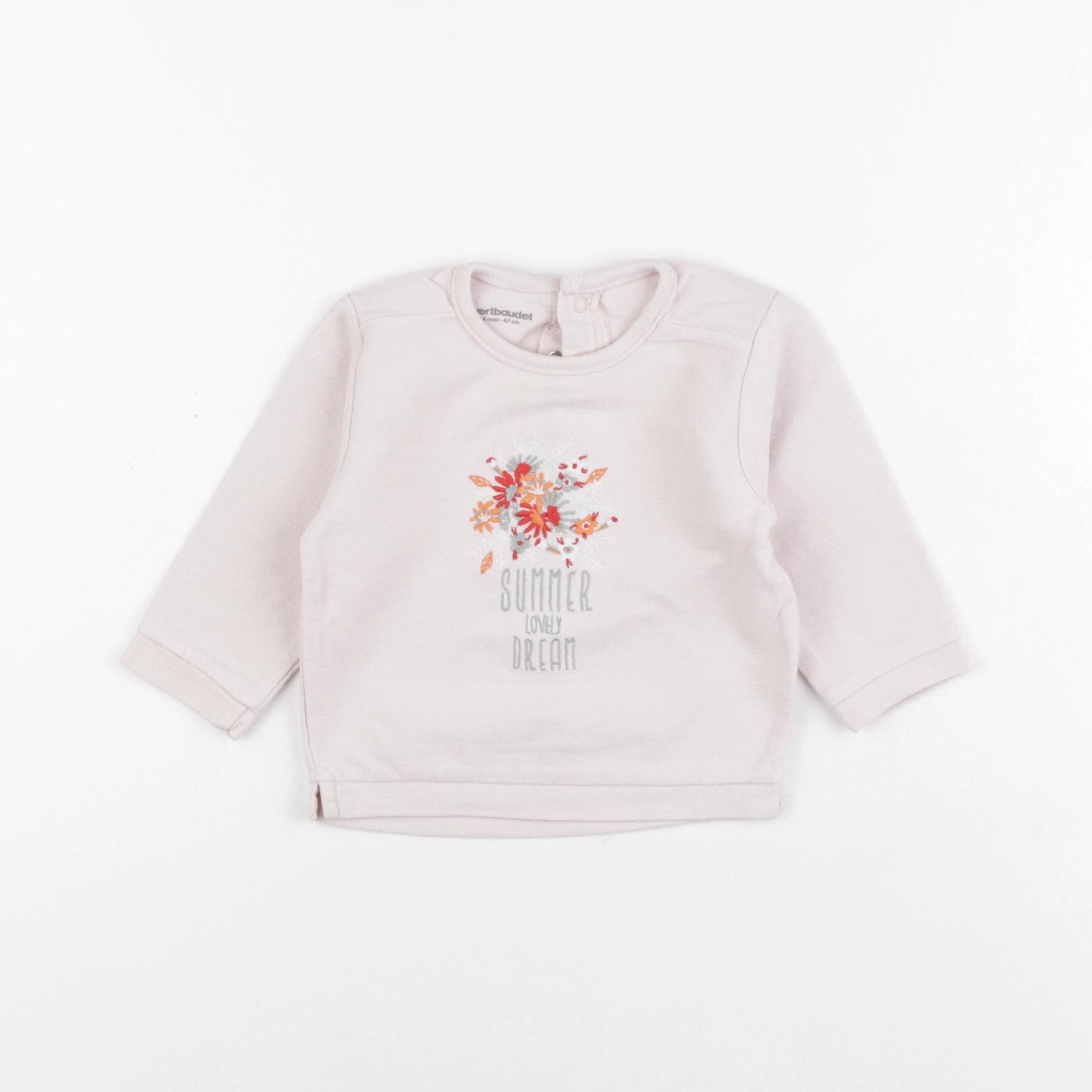 Vertbaudet - sweat rose - 6 mois