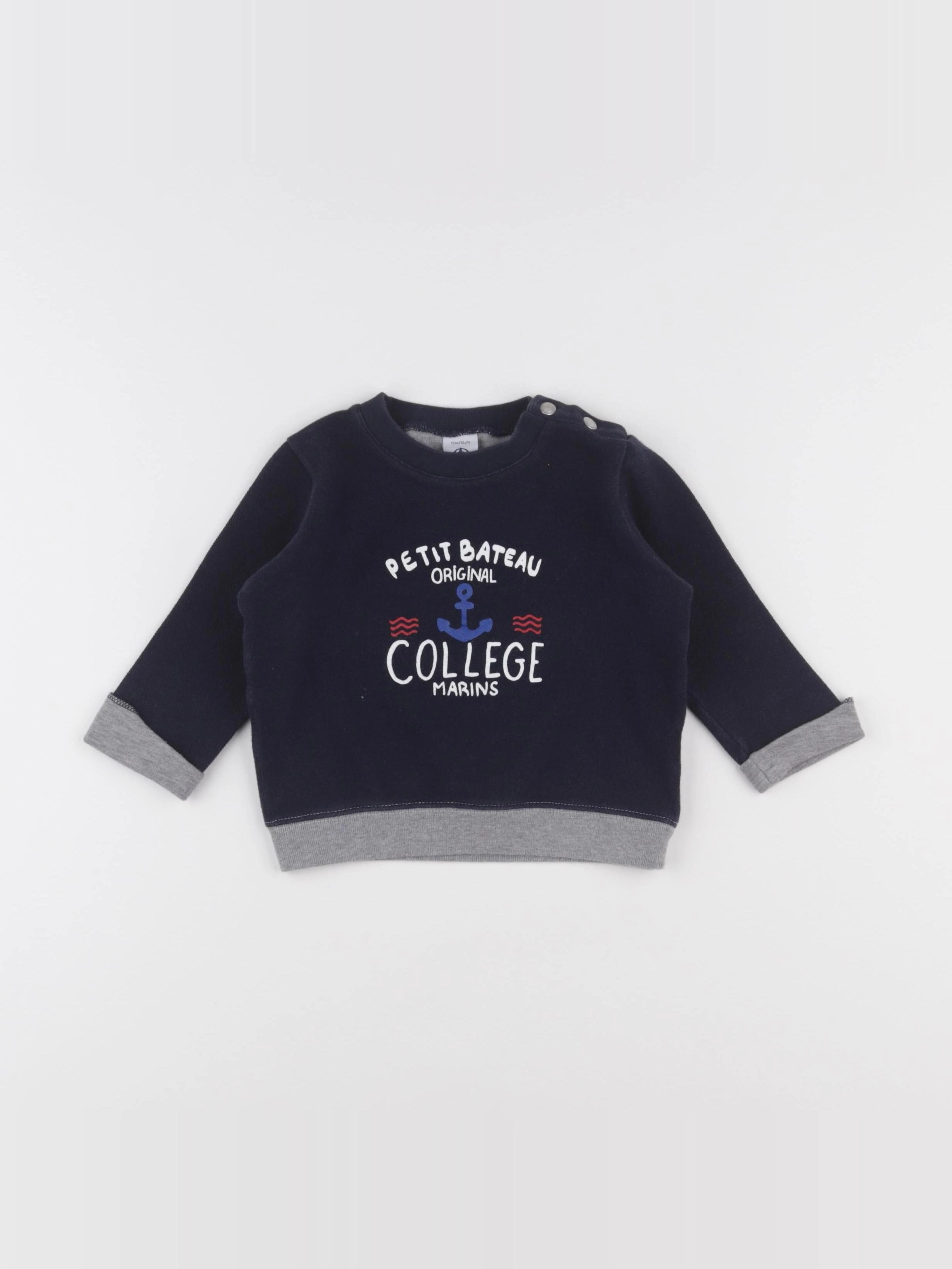 Petit Bateau - sweat bleu - 12 mois