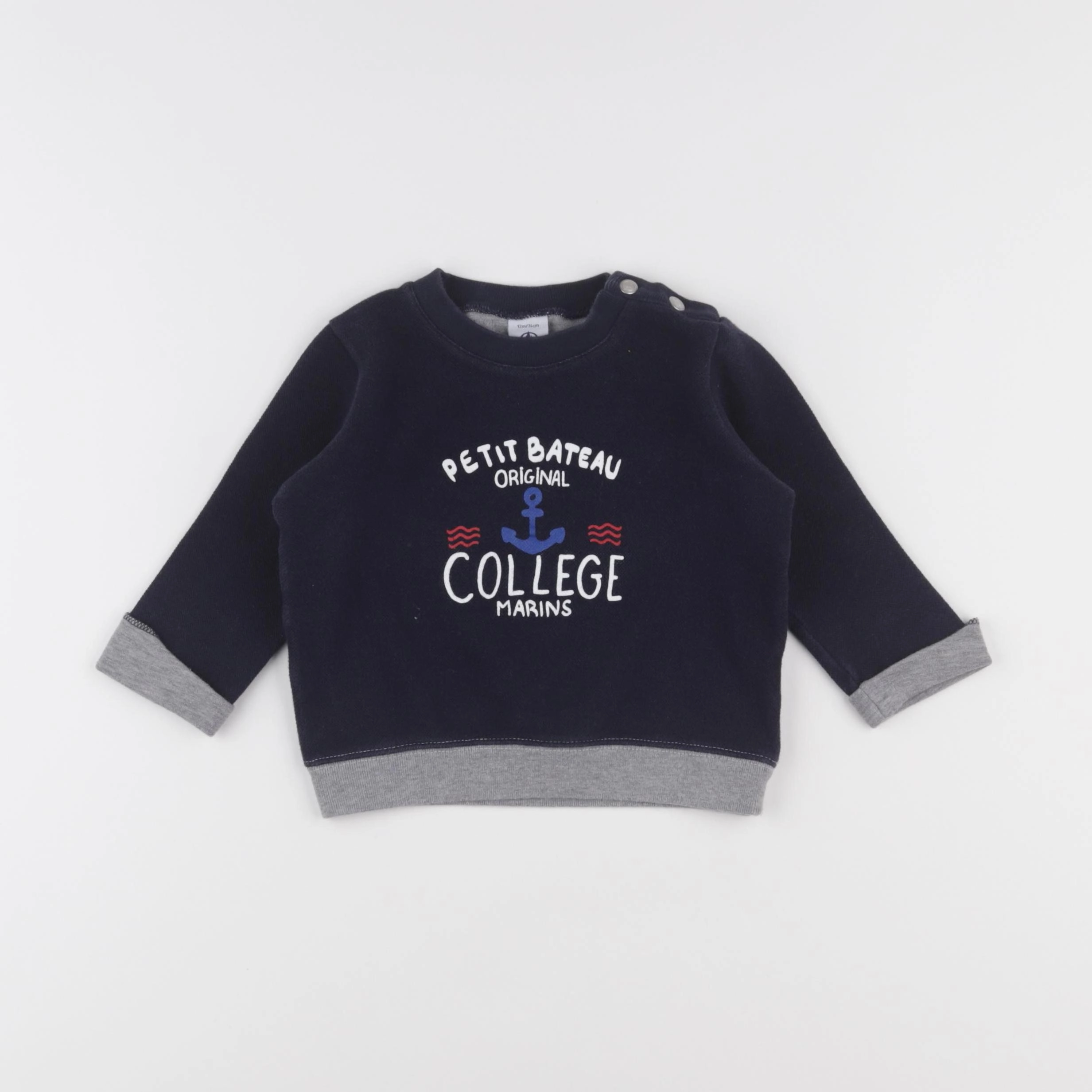 Petit Bateau - sweat bleu - 12 mois