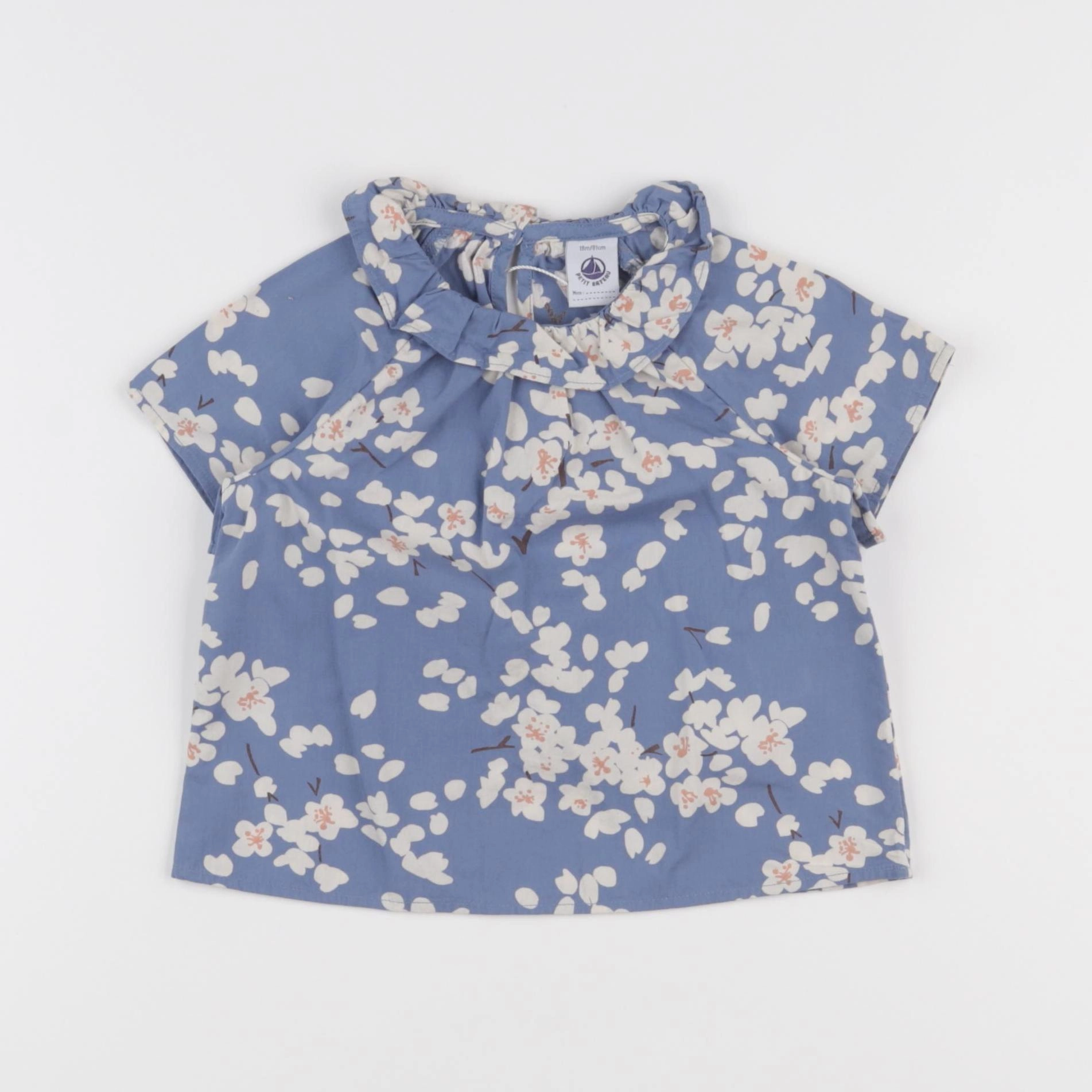 Petit Bateau - blouse bleu - 18 mois