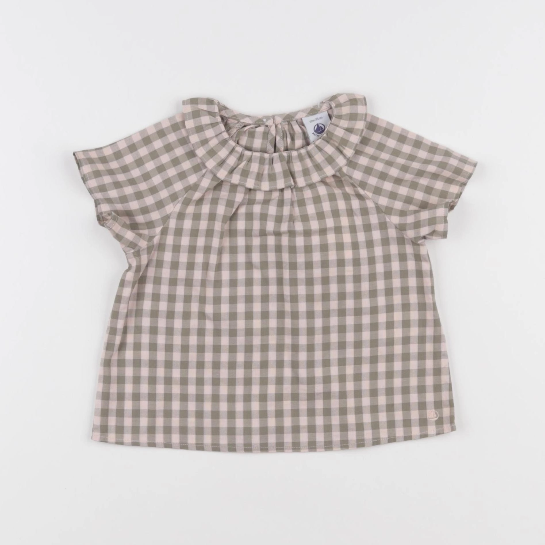Petit Bateau - blouse vert, rose - 12 mois