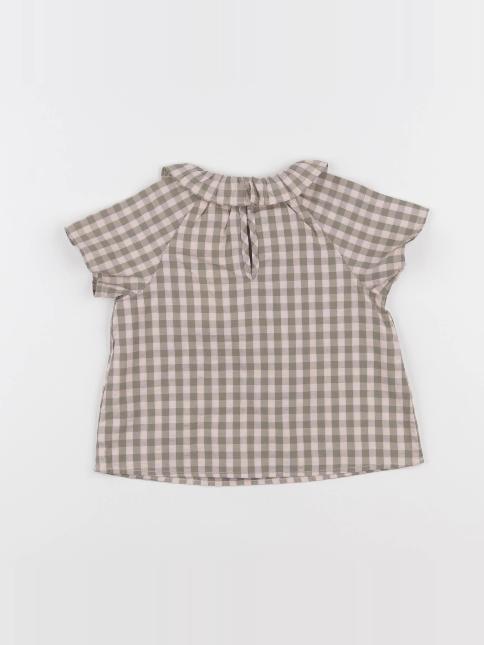 Petit Bateau - blouse vert, rose - 12 mois