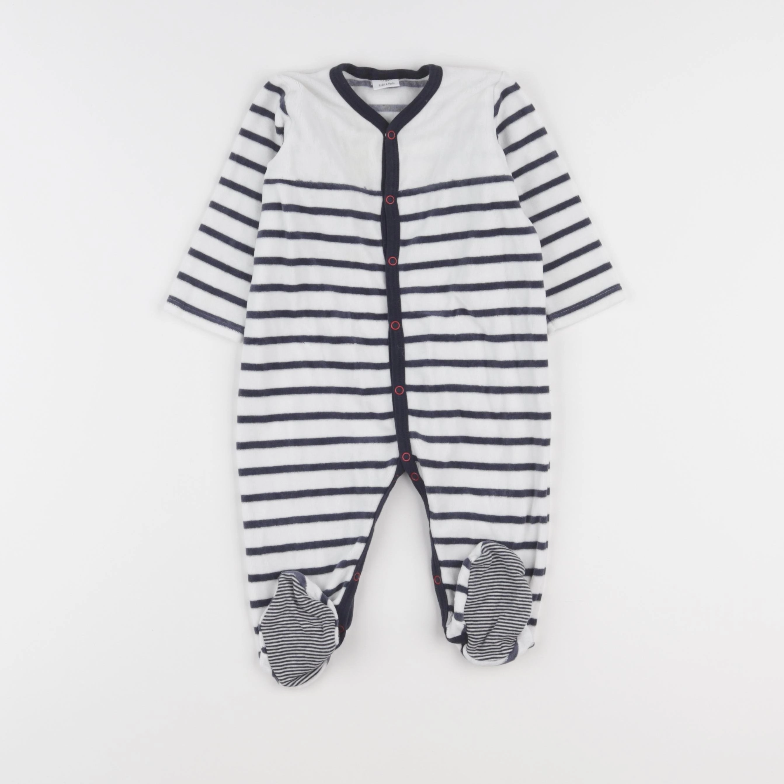 Petit Bateau - pyjama velours blanc, bleu - 9 mois