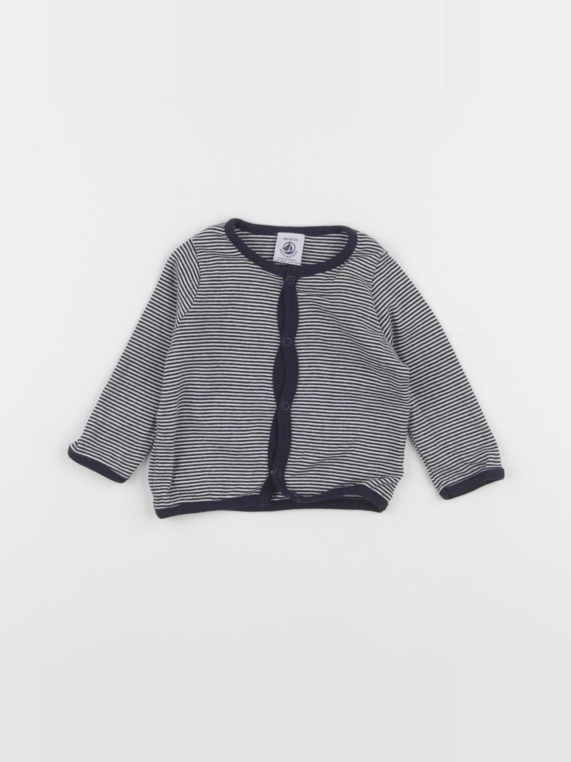 Petit Bateau - tee-shirt blanc, bleu - 6 mois