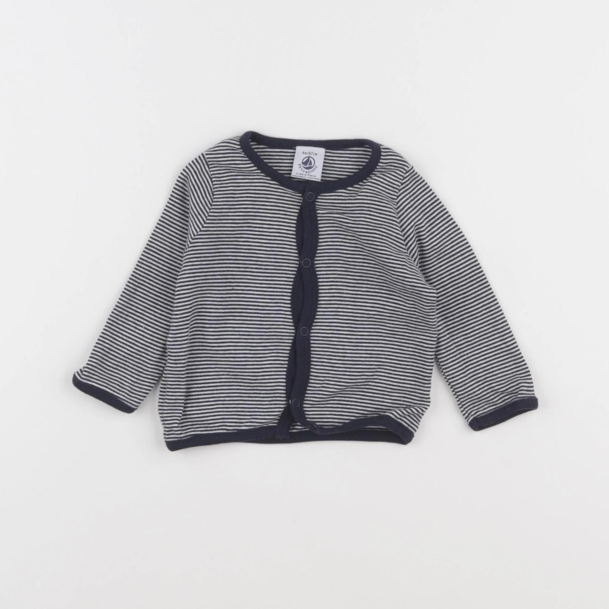 Petit Bateau - tee-shirt blanc, bleu - 6 mois