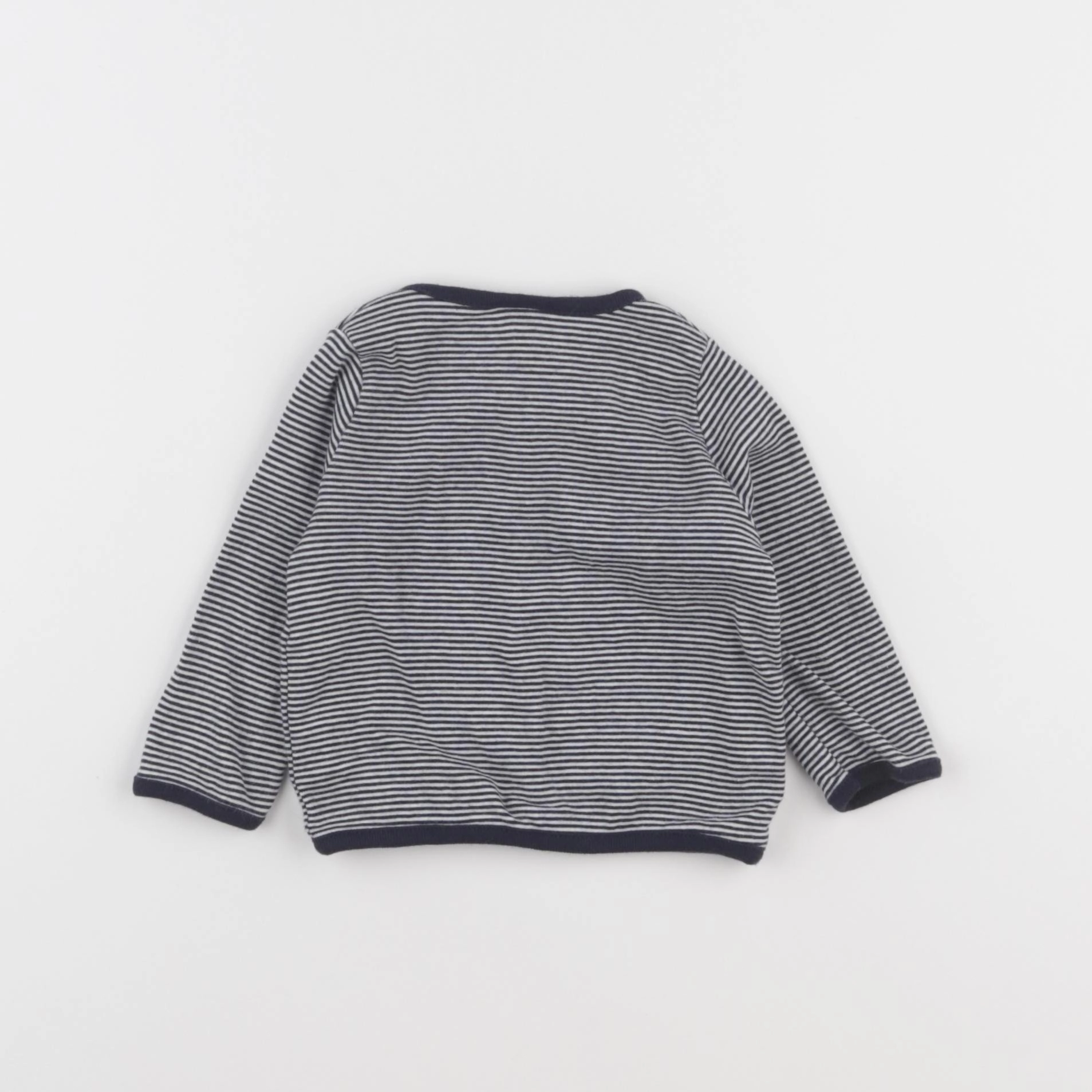 Petit Bateau - tee-shirt blanc, bleu - 6 mois