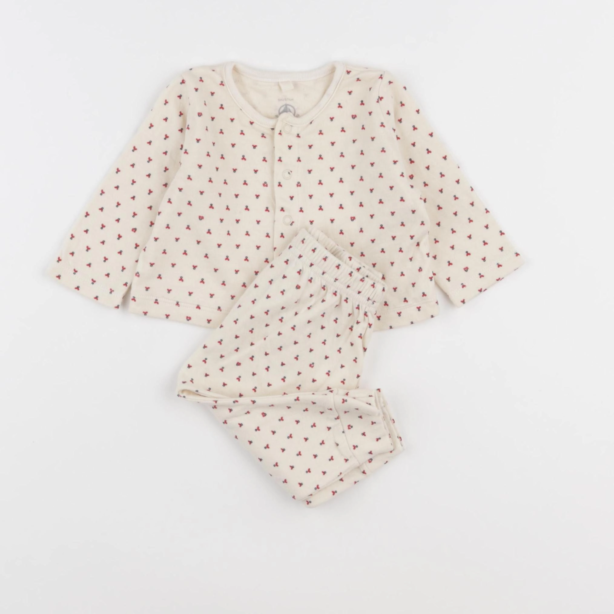 Petit Bateau - pyjama coton beige, rouge - 6 mois